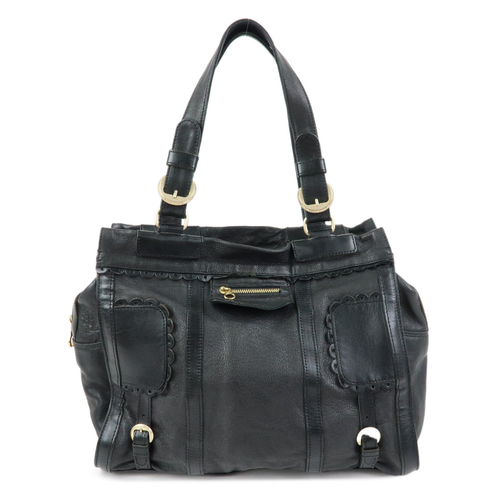 Chloe See by Chloe Leather Tote Bag Hand Bag Shoulder Bag Black