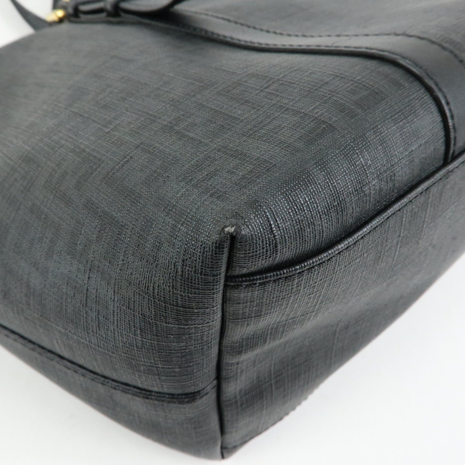 FENDI Zucchino PVC Leather Tote Bag Hand Bag Black 8BH215