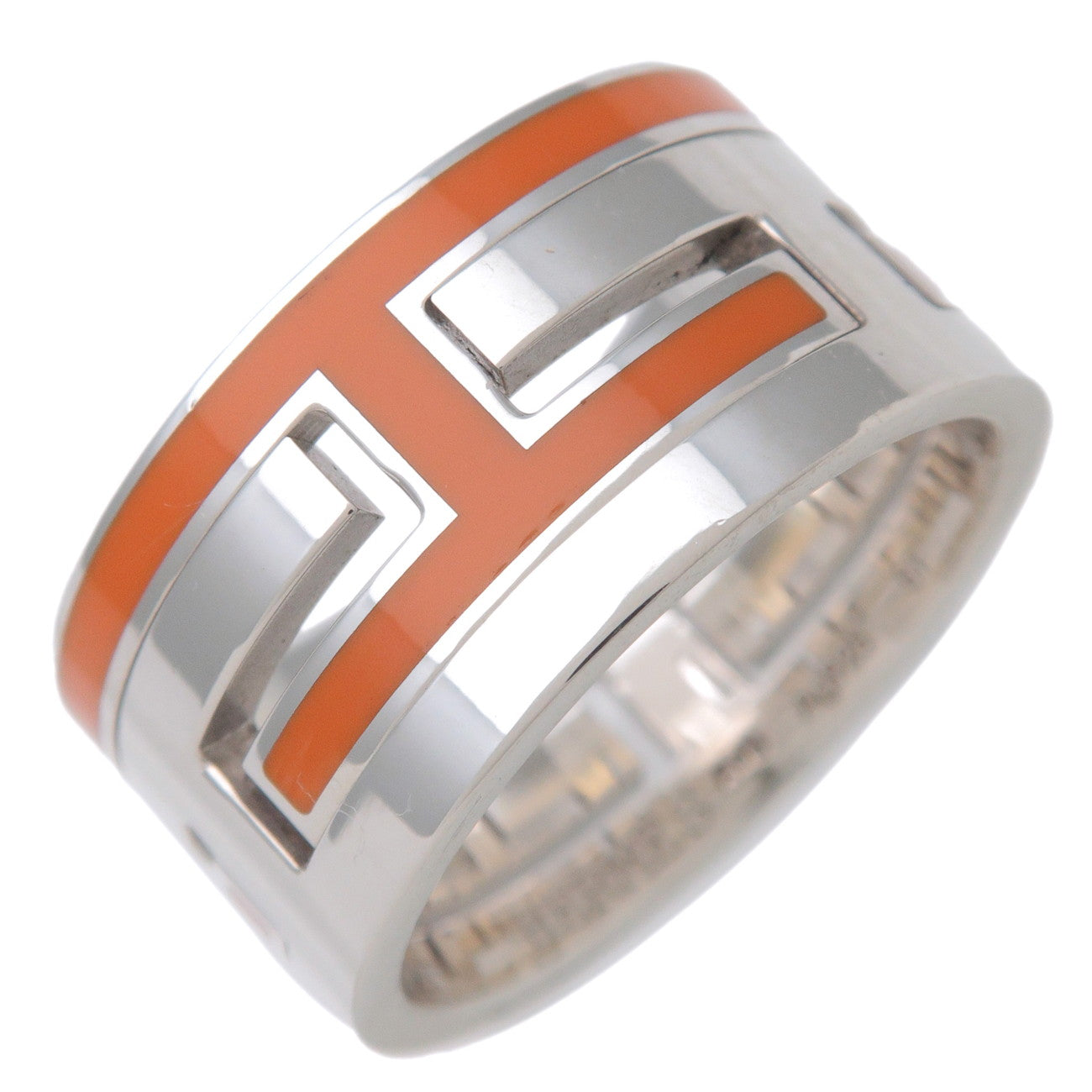 HERMES Move Ash Enamel Ring SV925 Silver Orange #51 US5.5 EU51