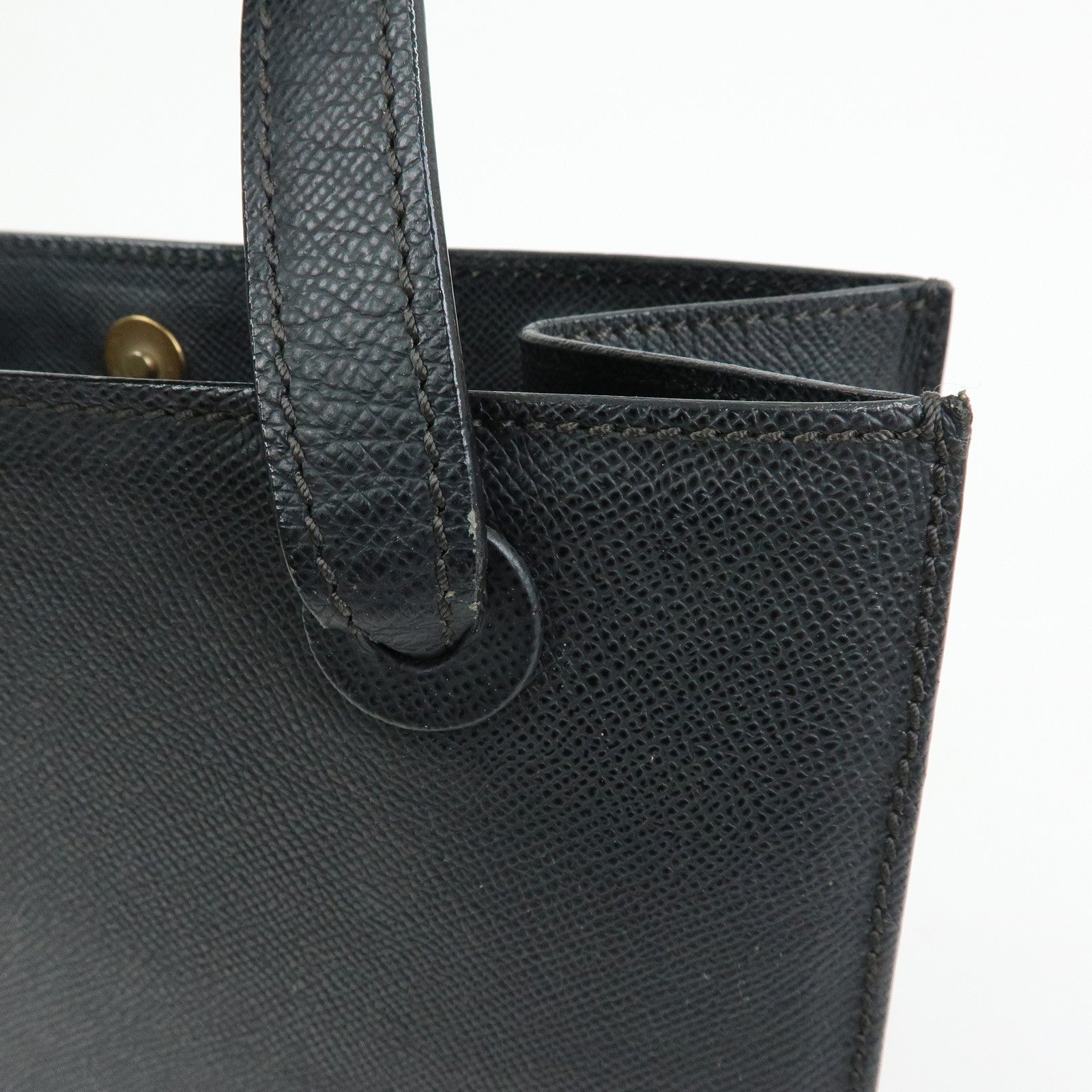 CHANEL Logo Calf Leather Tote Bag Shoulder Bag Hand Bag Black