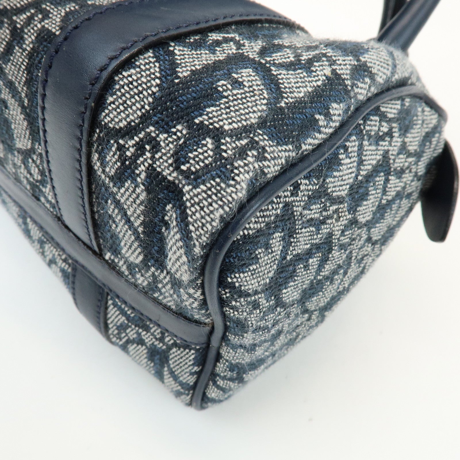Christian Dior Trotter Canvas Leather Mini Boston Bag Hand Bag Navy