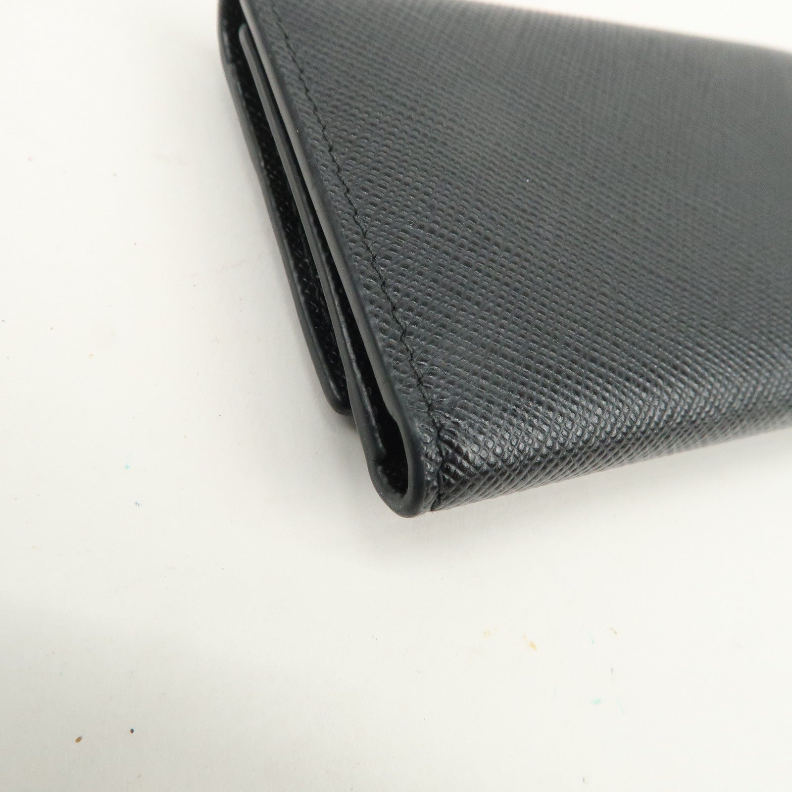 PRADA Logo Saffiano Leather 6 Rings Key Case Black 2PG222
