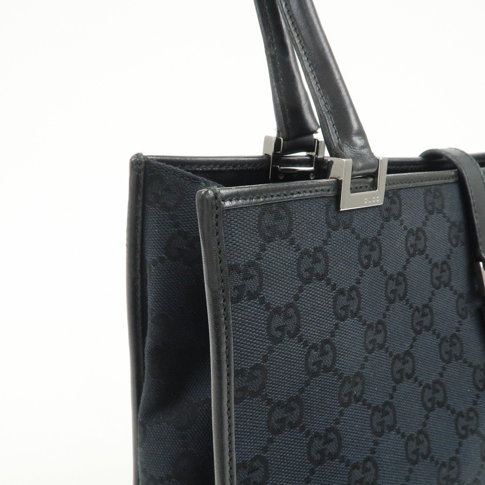 GUCCI Jackie GG Monogram Canvas Leather Shoulder Bag Black 002・1073