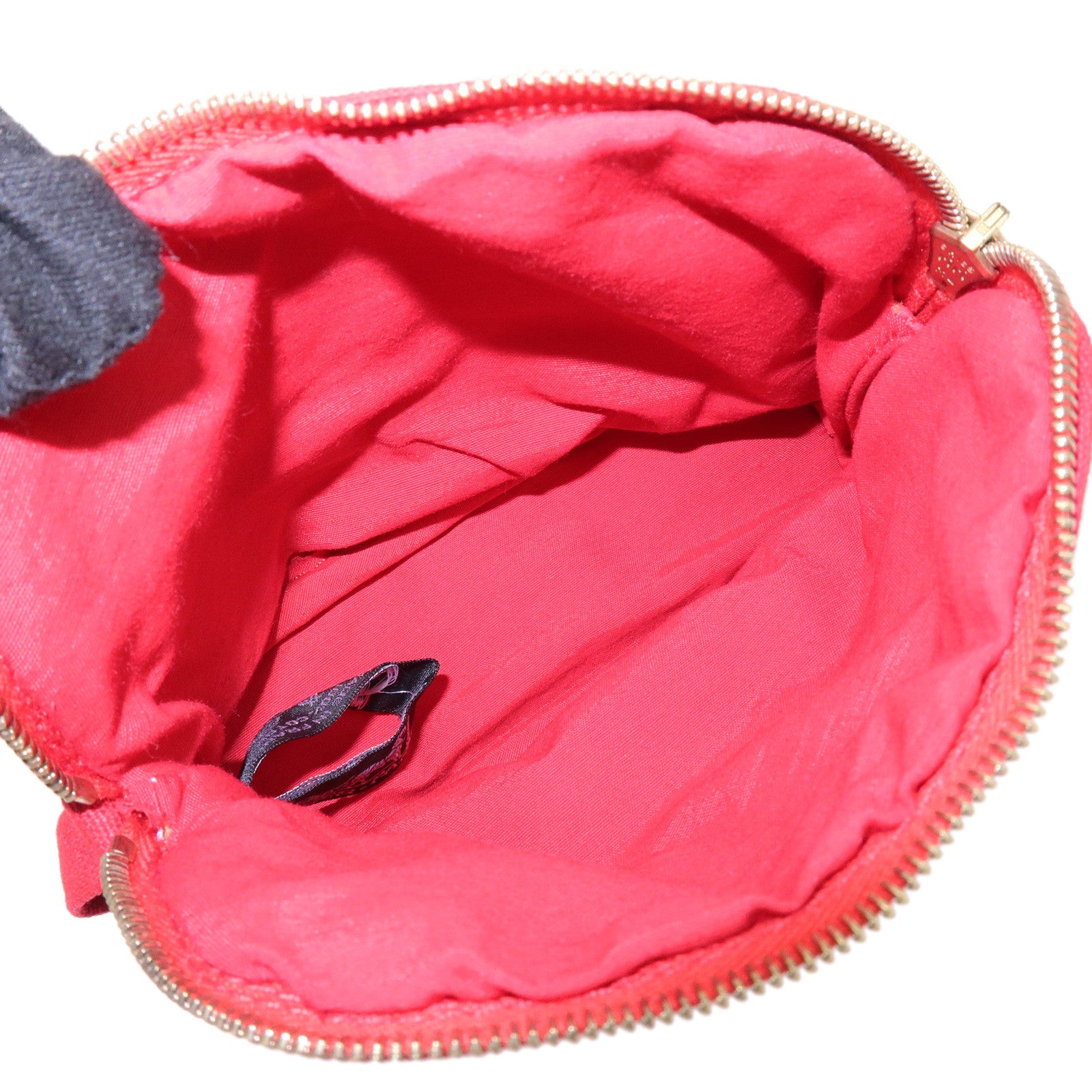 HERMES Canvas Leather Bolide Mini Mini Pouch Cosmetic Pouch Red