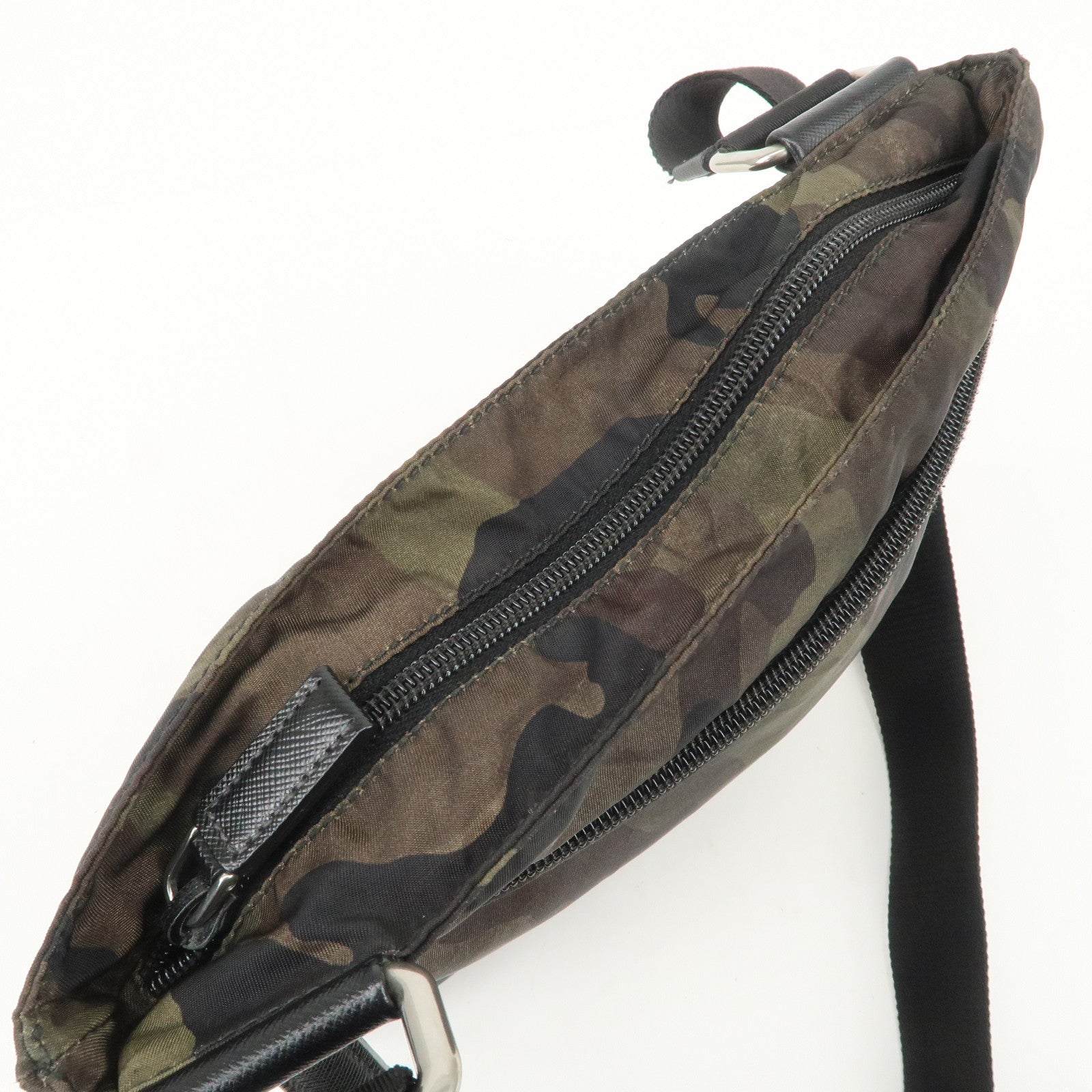 PRADA Triangle Logo Nylon Shoulder Bag Crossbody Bag Green VA0886