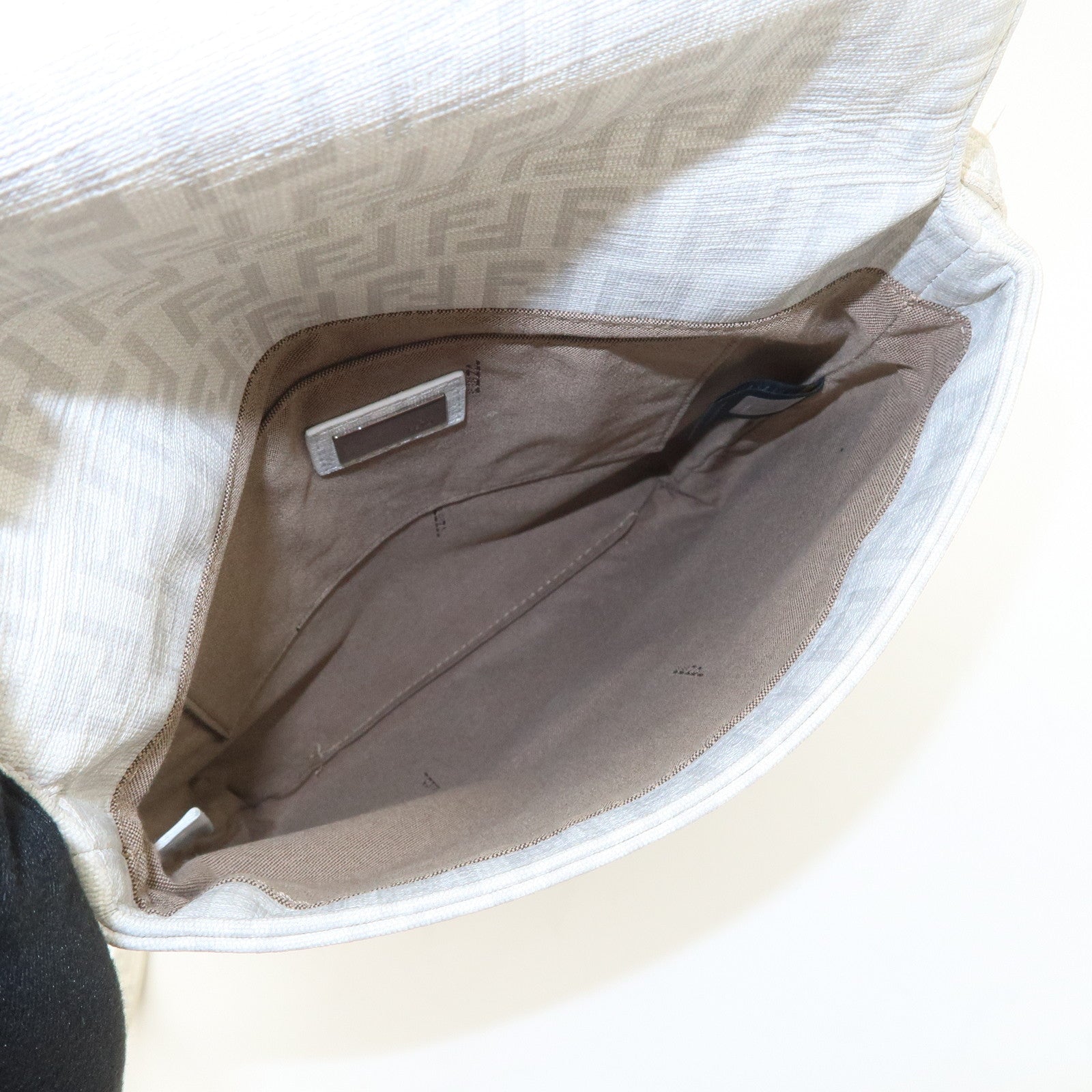 FENDI Zucchino PVC Leather Shoulder Bag Crossbody Bag White 8BT075