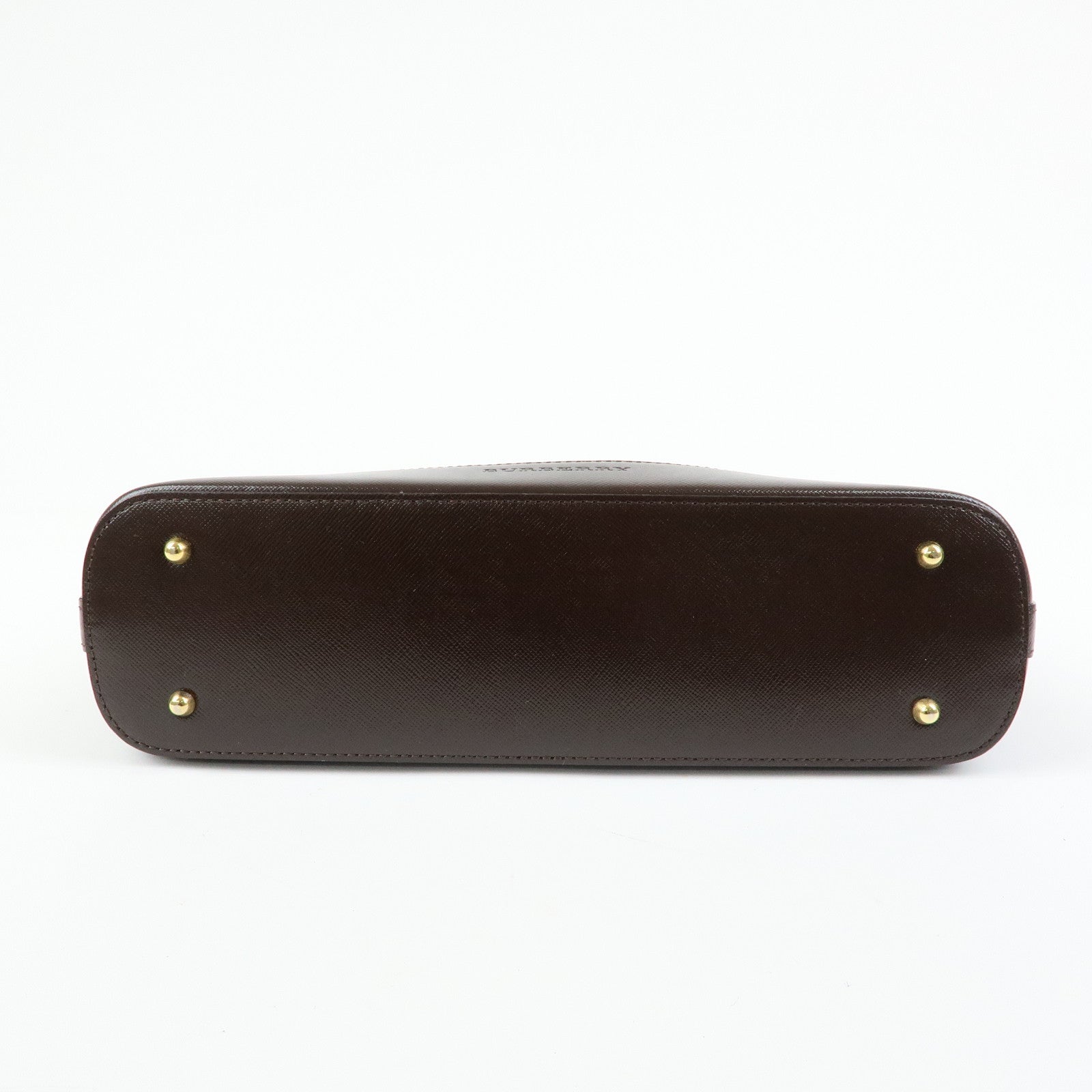 BURBERRY Nova Plaid Canvas Leather Shoulder Bag Beige Brown