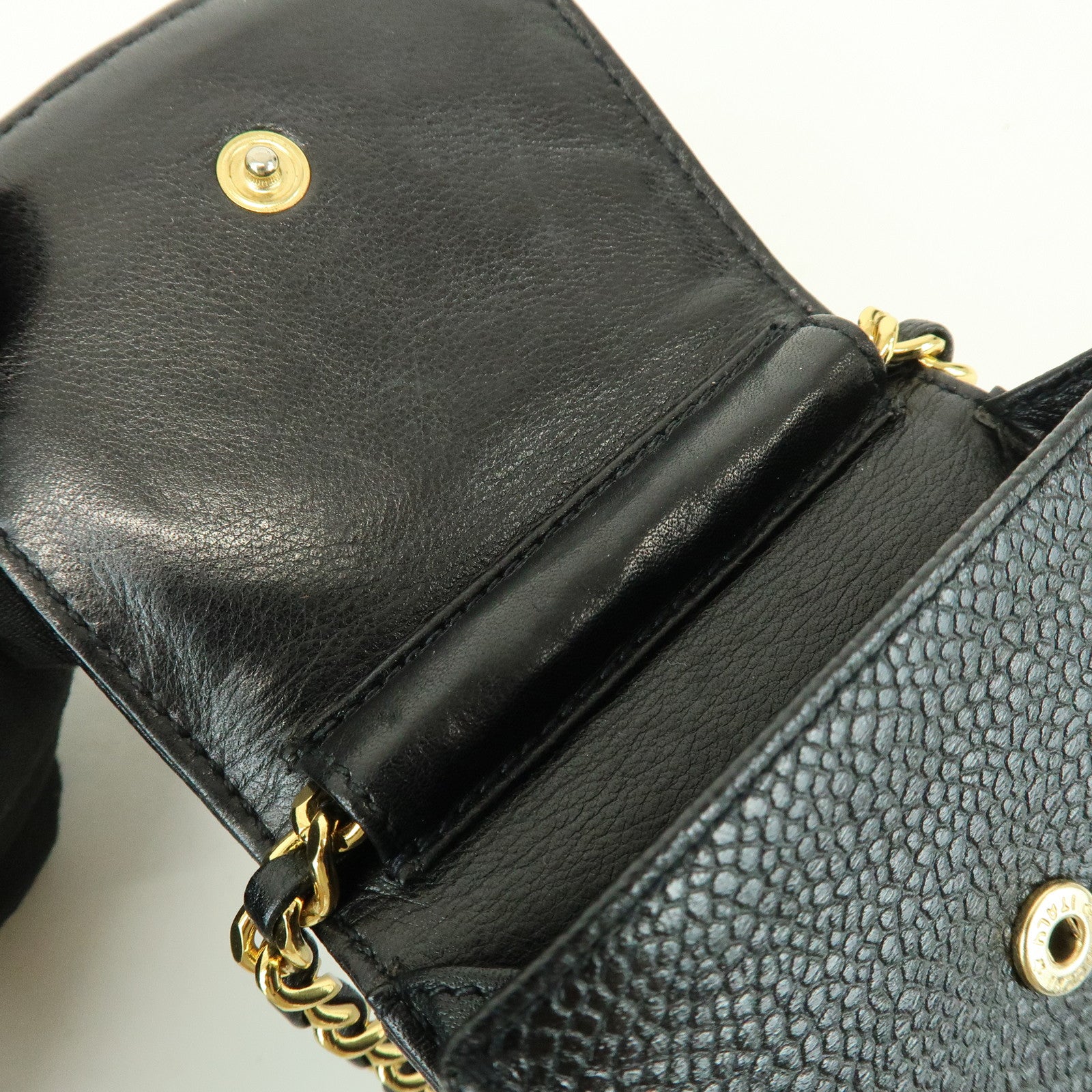 CHANEL COCO Mark Caviarskin Chain Shoulder Phone Case Black