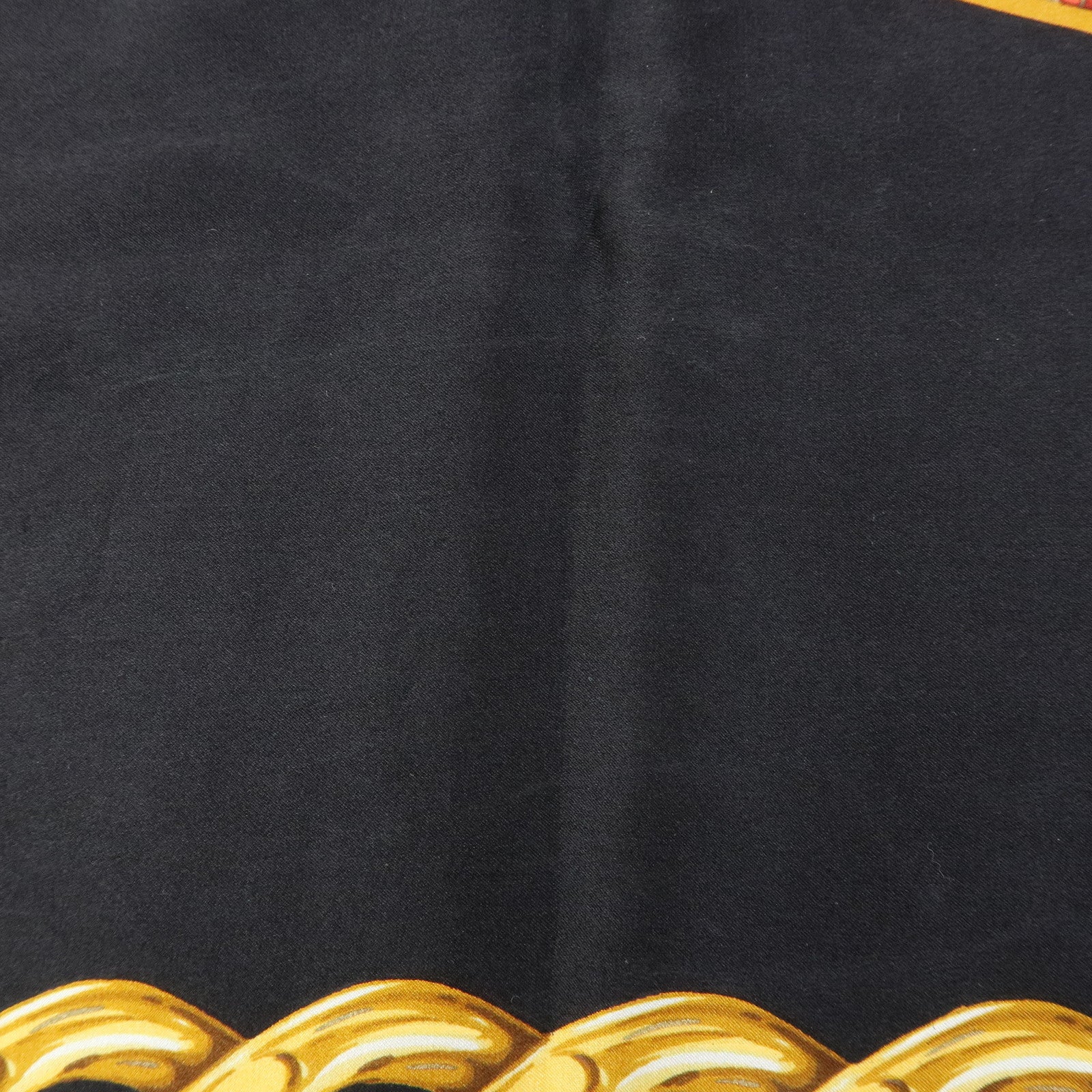 CHANEL COCO Mark Silk 100% Scarf Floral Motif Black Gold