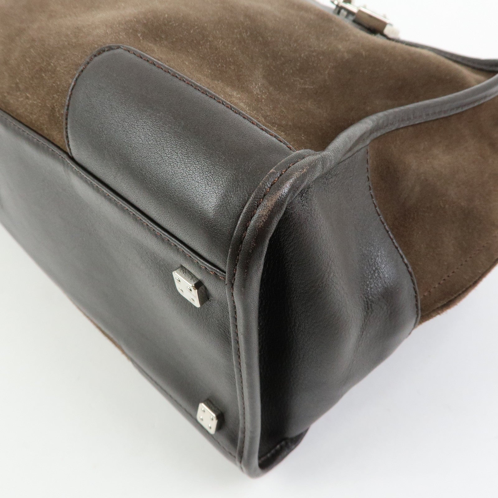 LOEWE Anagram Amazona36 Suede Leather Hand Bag Boston Bag Brown