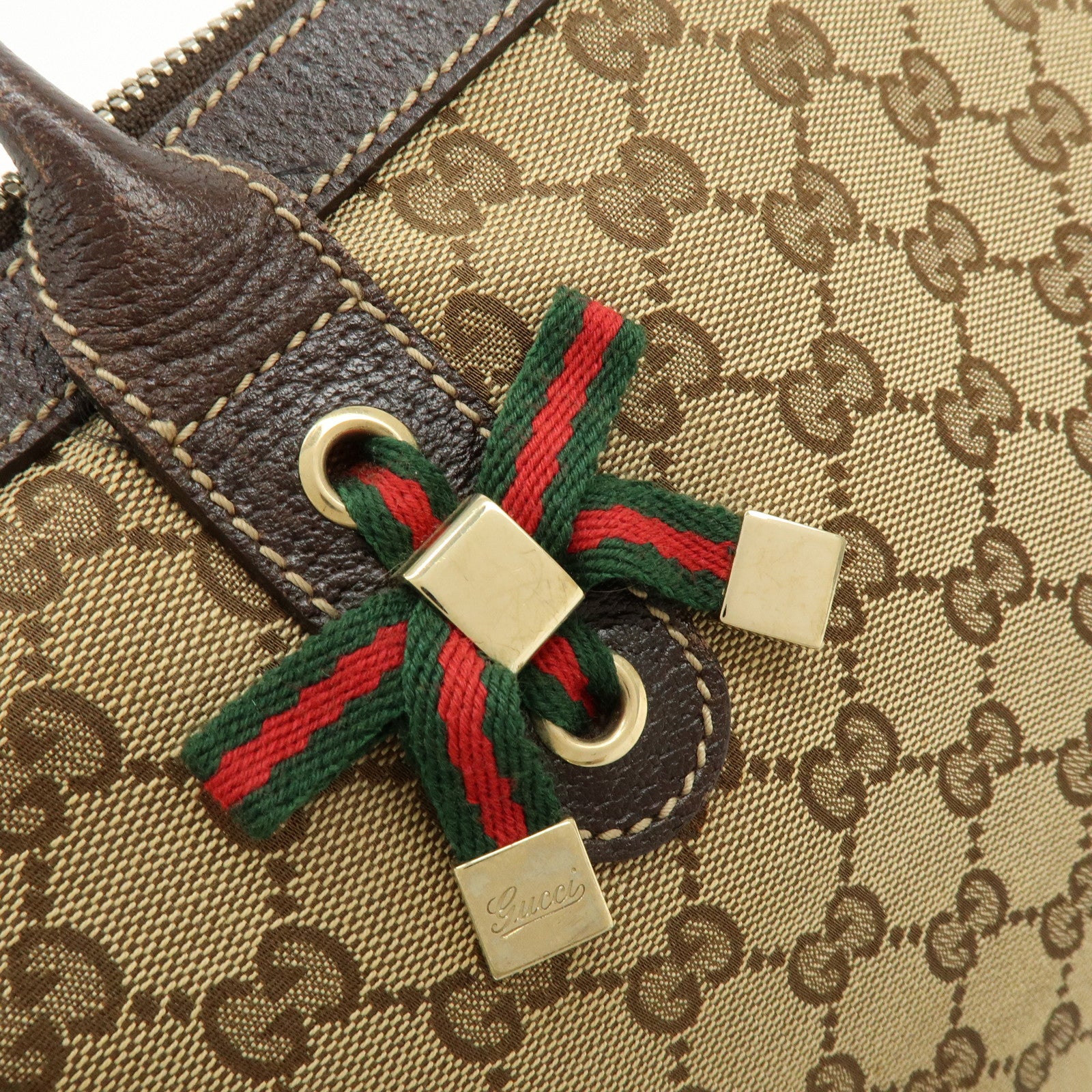 GUCCI Sherry Princy GG Canvas Leather Tote Bag Shoulder Bag 177052