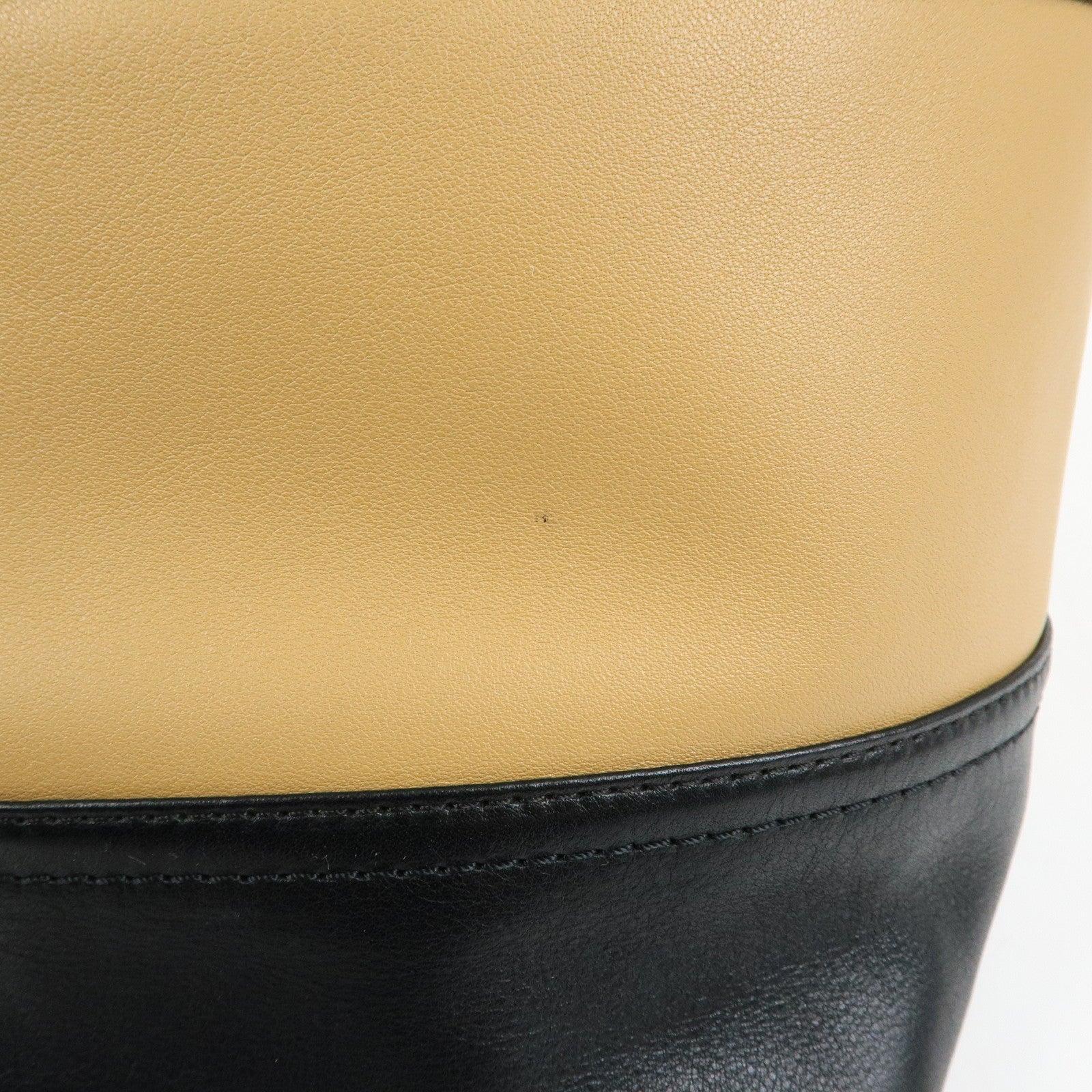 COACH Leather Shoulder Bag Tassel Charm Black Beige