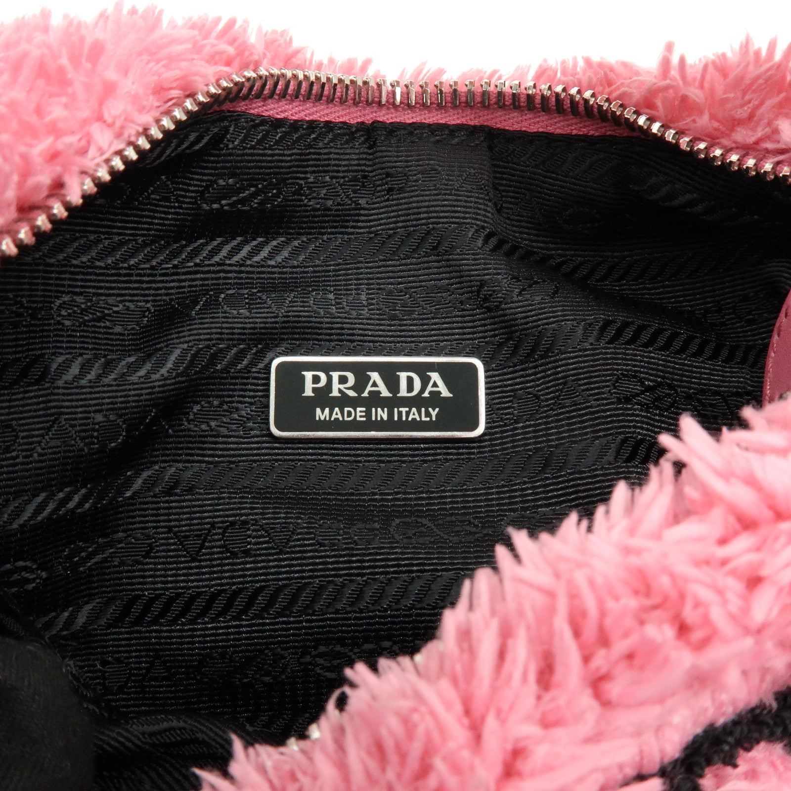 PRADA Triangle Logo Re-edition 2000 Polyester Hand Bag Pink 1NE515