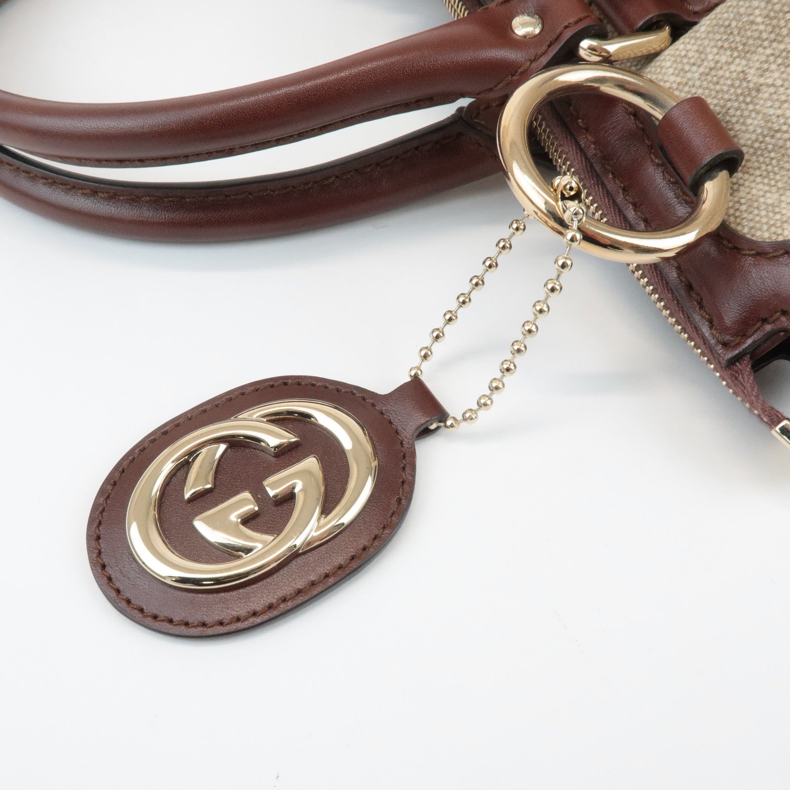 GUCCI Sukey GG Canvas Leather 2Way Bag Hand Bag Beige Brown 247902 Used