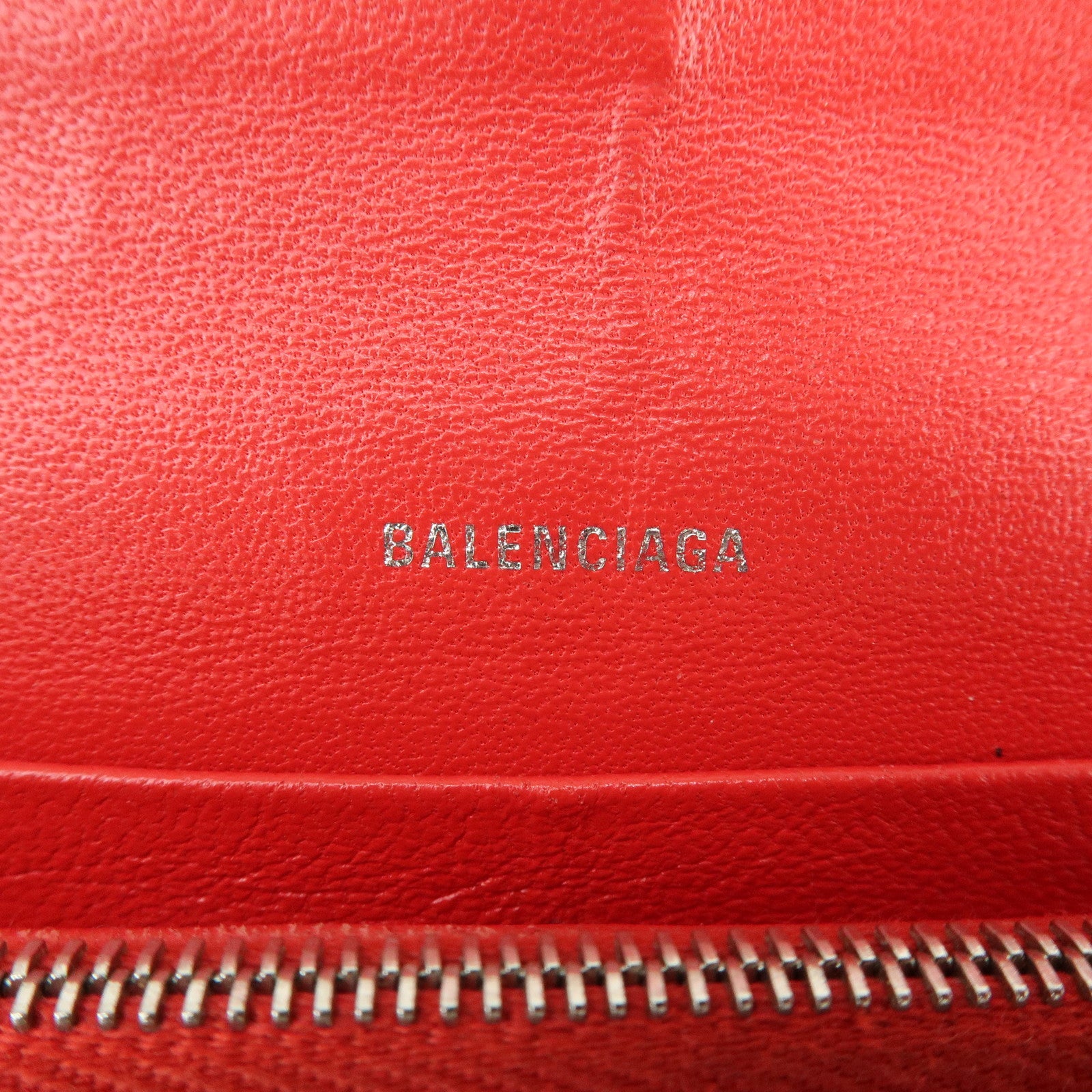 BALENCIAGA The Papier Leather Long Wallet Heart Dots Red 499207