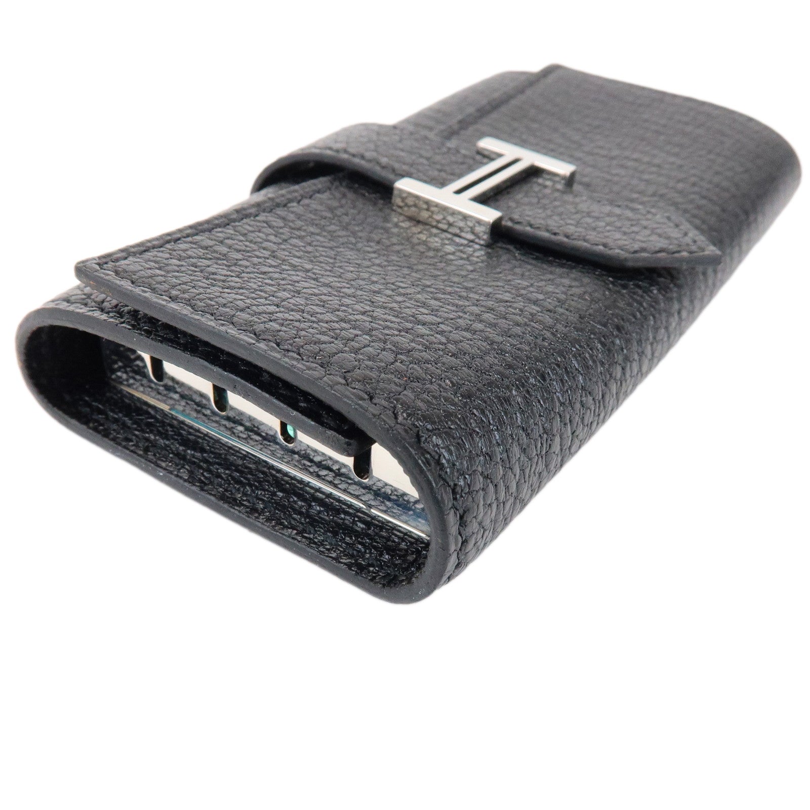 HERMES Bearn Chevre □I Stamped Key Case Key Holder Black