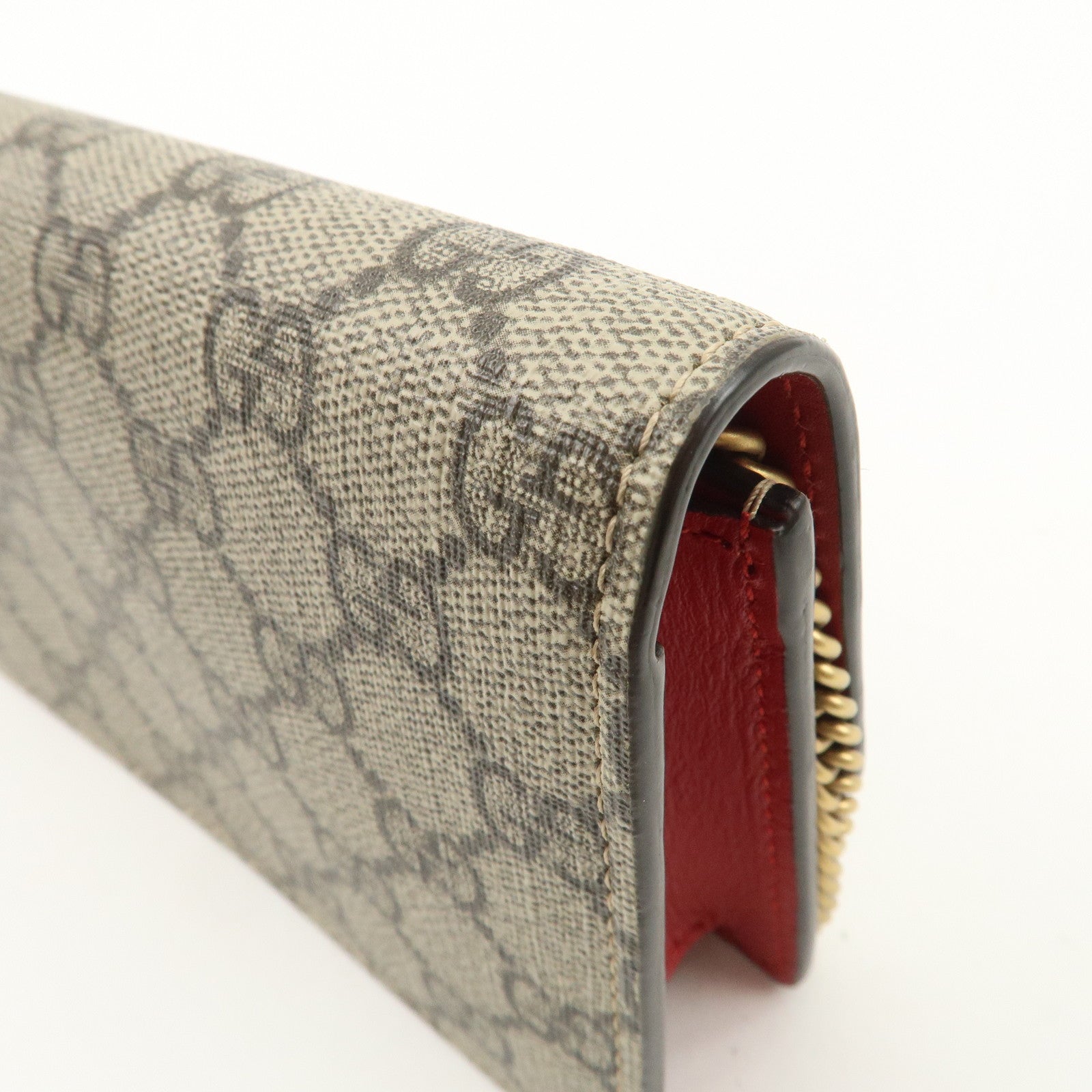 GUCCI GG Supreme Leather Cherry Chain Shoulder Bag Beige Red 481291