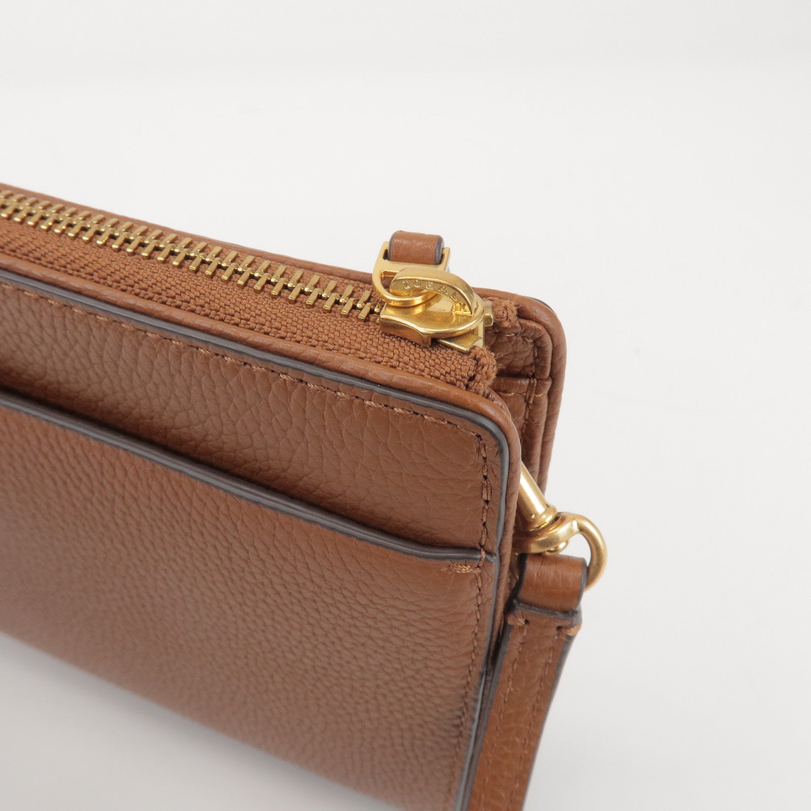 TORY BURCH Double T Leather Shoulder Bag Crossbody Bag Brown