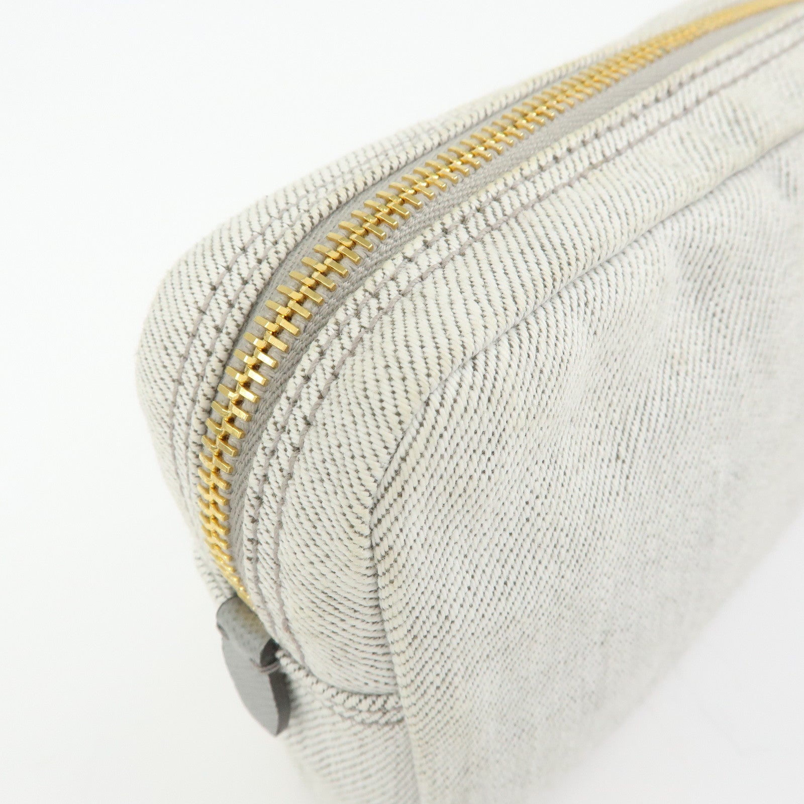 PRADA Triangle Logo Canvas Cosmetic Pouch Accessory Pouch Gray