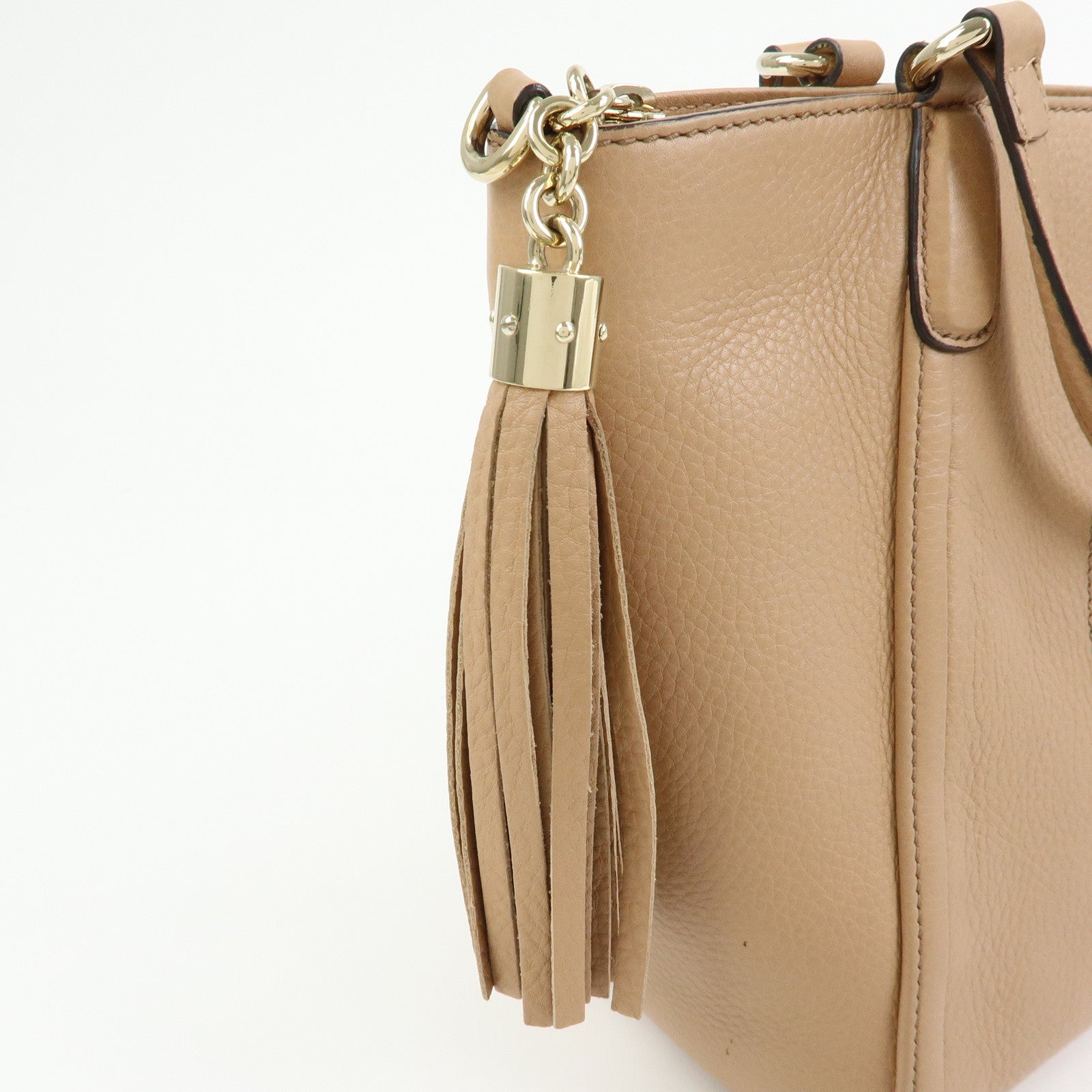 GUCCI SOHO Interlocking G Leather 2Way Hand Bag Beige 369176