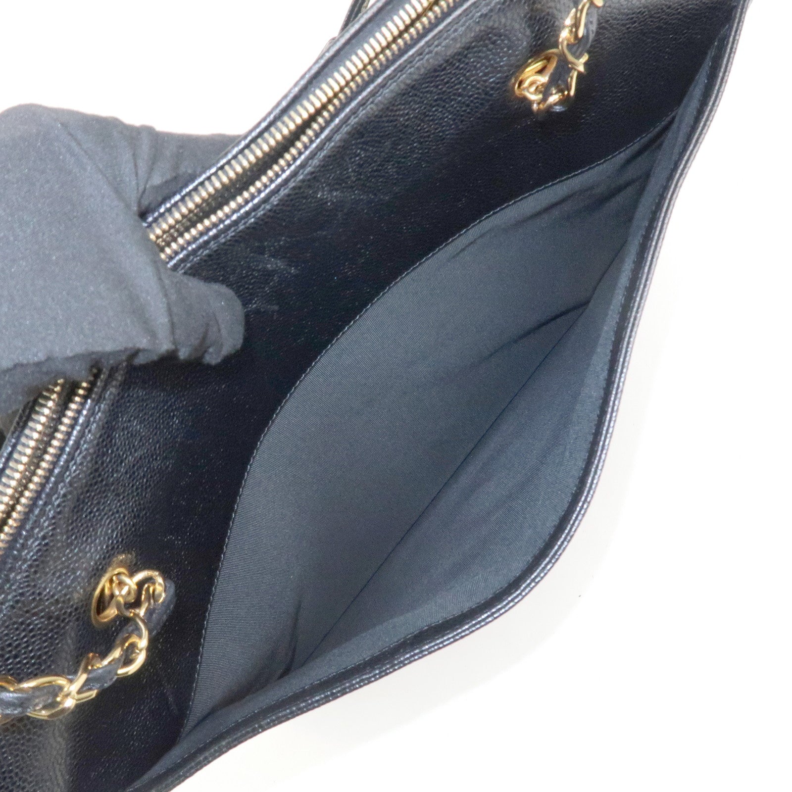 CHANEL COCO Mark Caviarskin Chain Shoulder Bag Black A10492