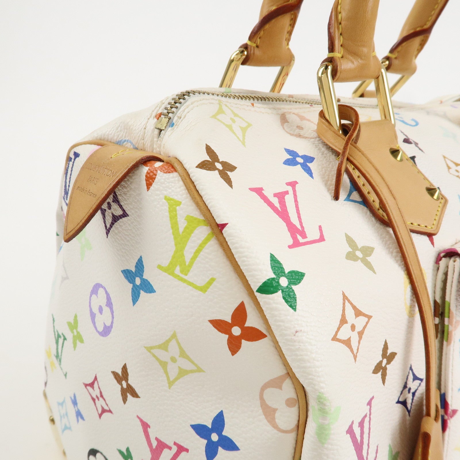 Louis Vuitton Monogram Multicolor Speedy 30 Hand Bag Blanc M92643 Used