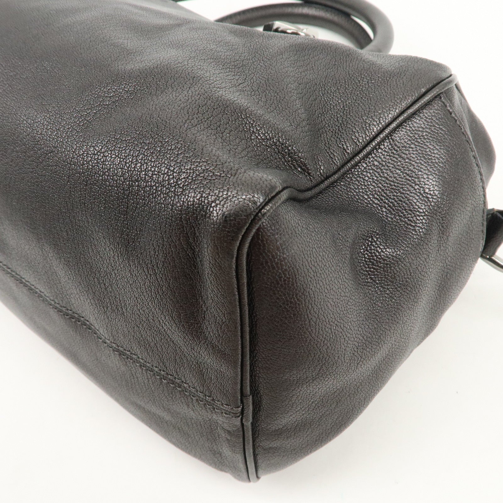 LOEWE Anagram Leather 2WAY Bag Shoulder Bag Hand Bag Metallic Gray