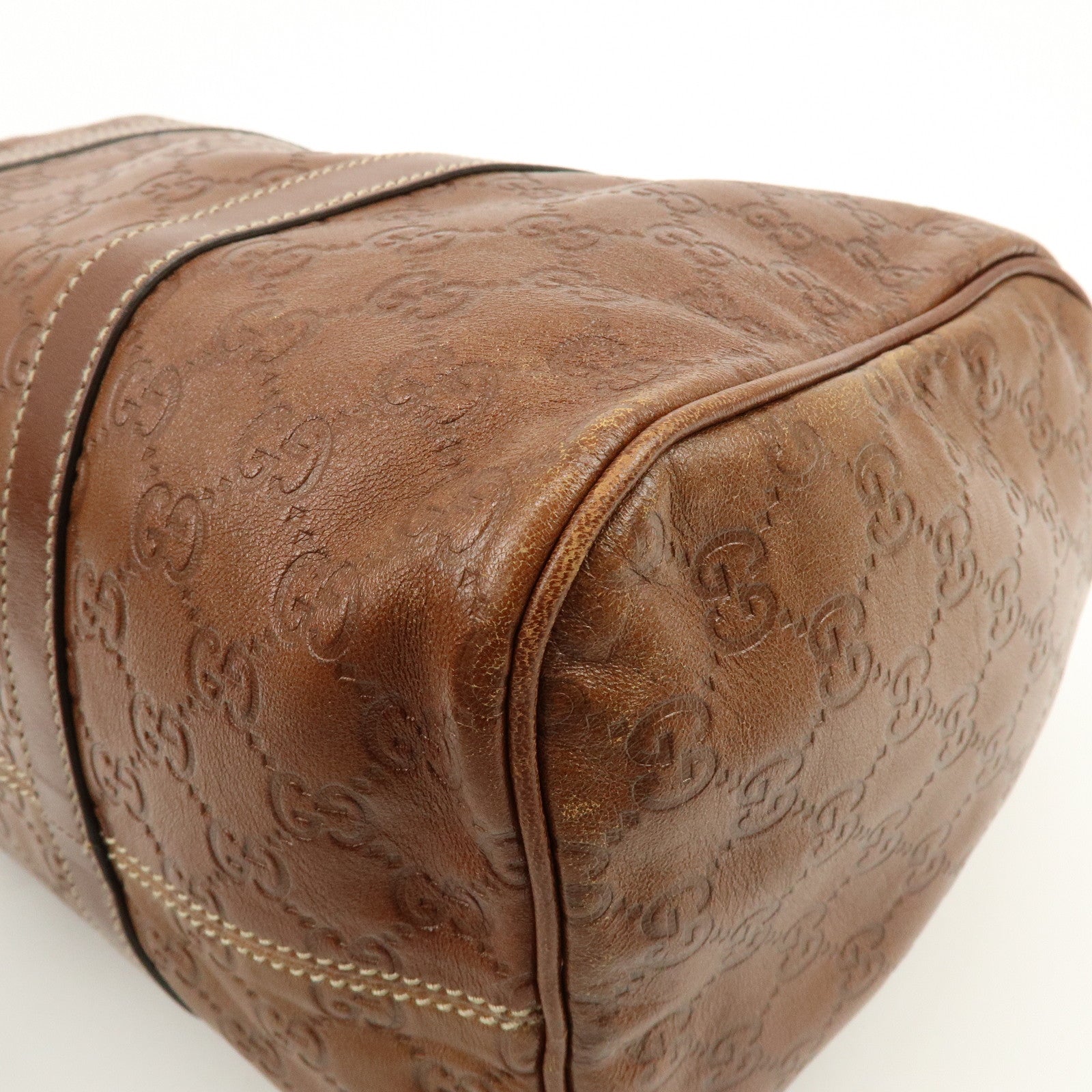 GUCCI Guccissima Leather Boston Bag Hand Bag Brown 193603