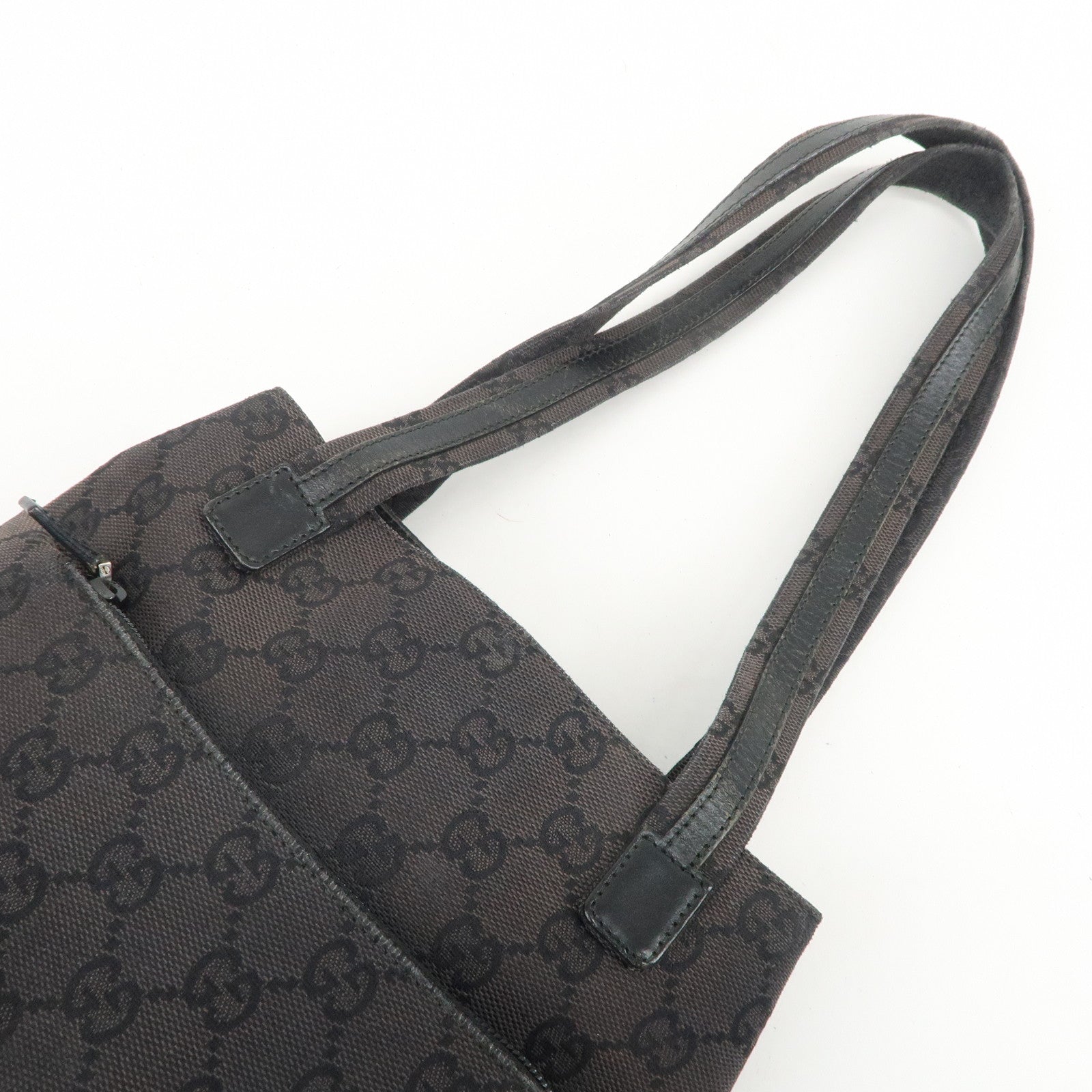 GUCCI GG Canvas Leather Hand Bag Shoulder Bag Dark Brown 002・1075