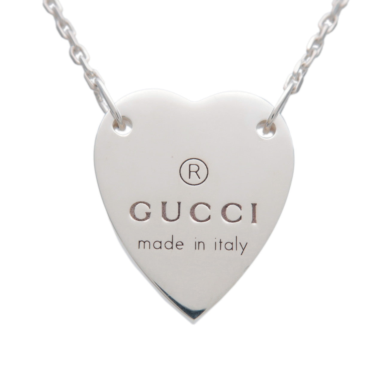 GUCCI Heart Plate Necklace SV925 Silver 223512