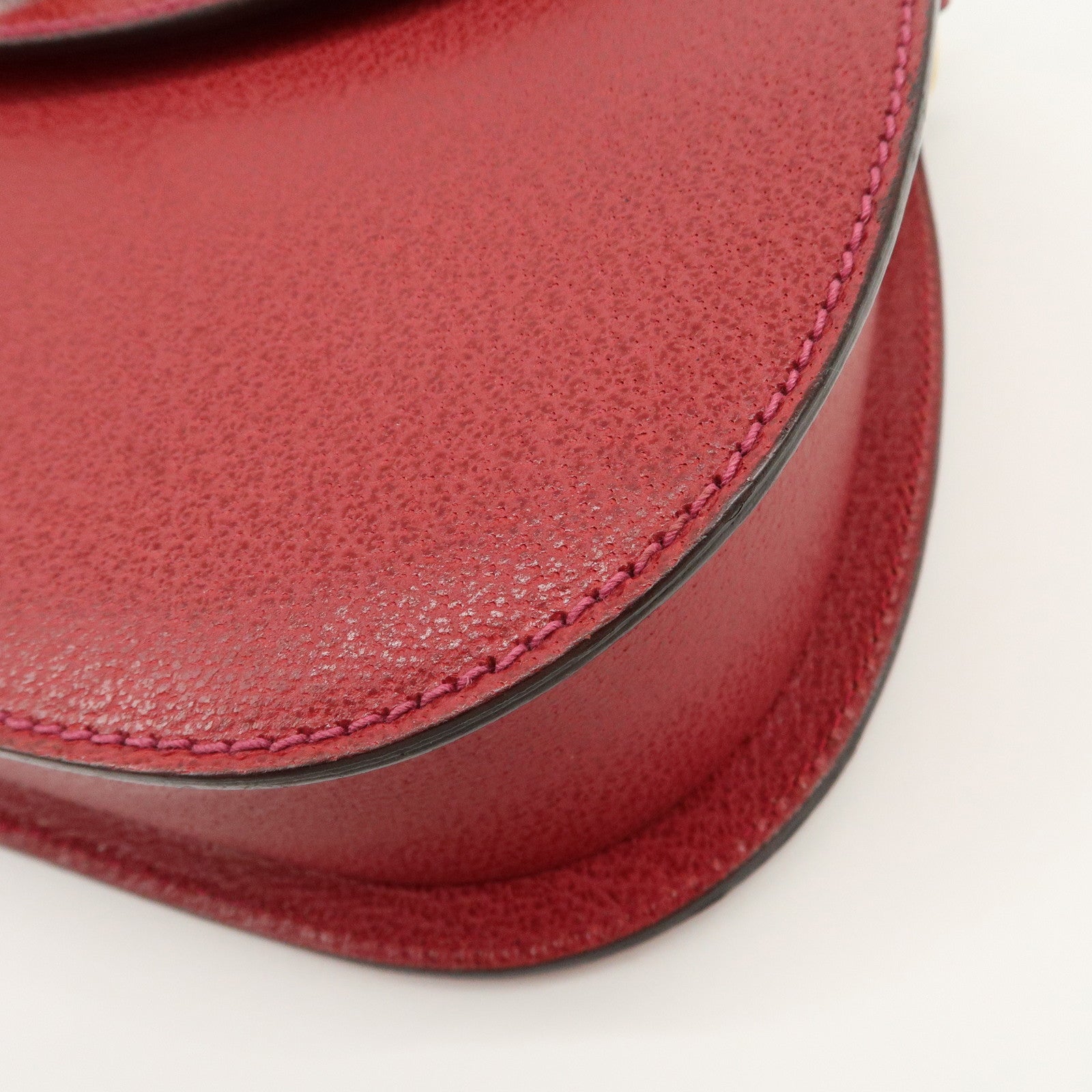 GUCCI Bamboo Leather Shoulder Bag Crossbody Bag Red 001・113・1622