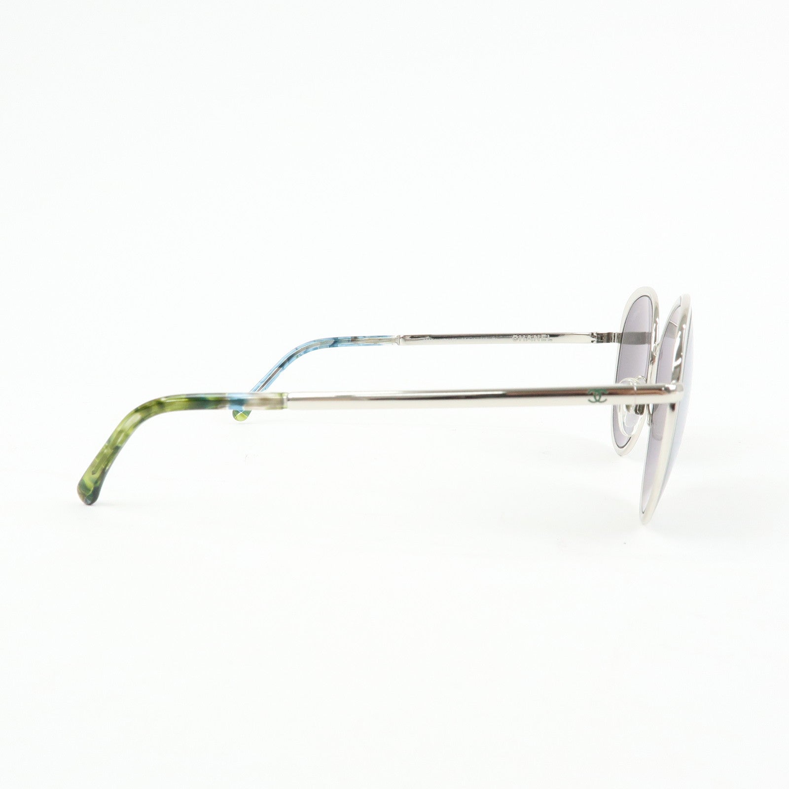 CHANEL Plastic Boston MirrorLens Sunglasses 55□18 Silver Green 4206