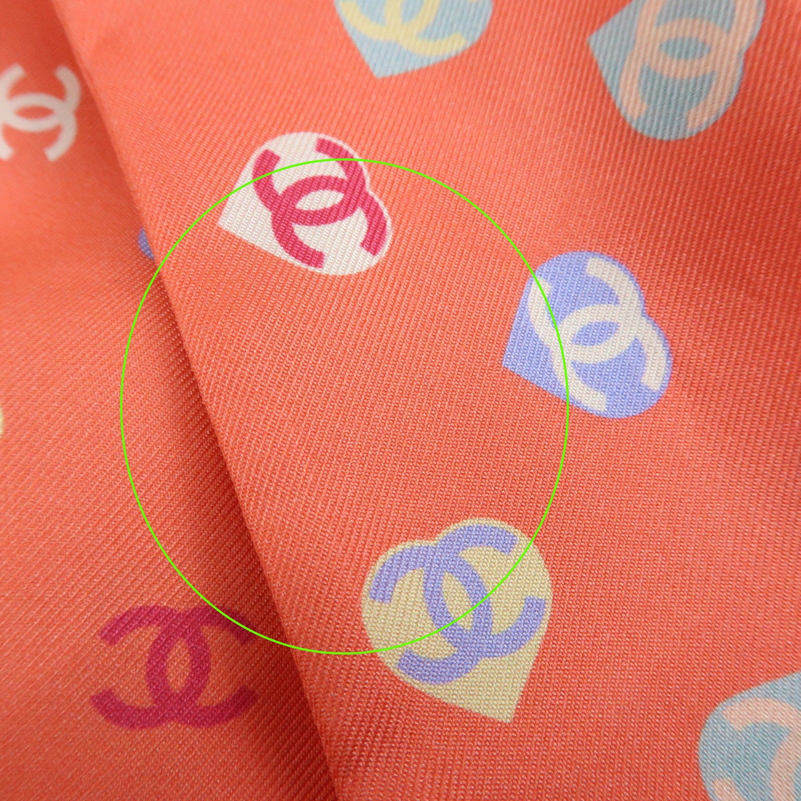 CHANEL Twilly Heart COCO Mark Silk 100% Scarf 6x118 Pink