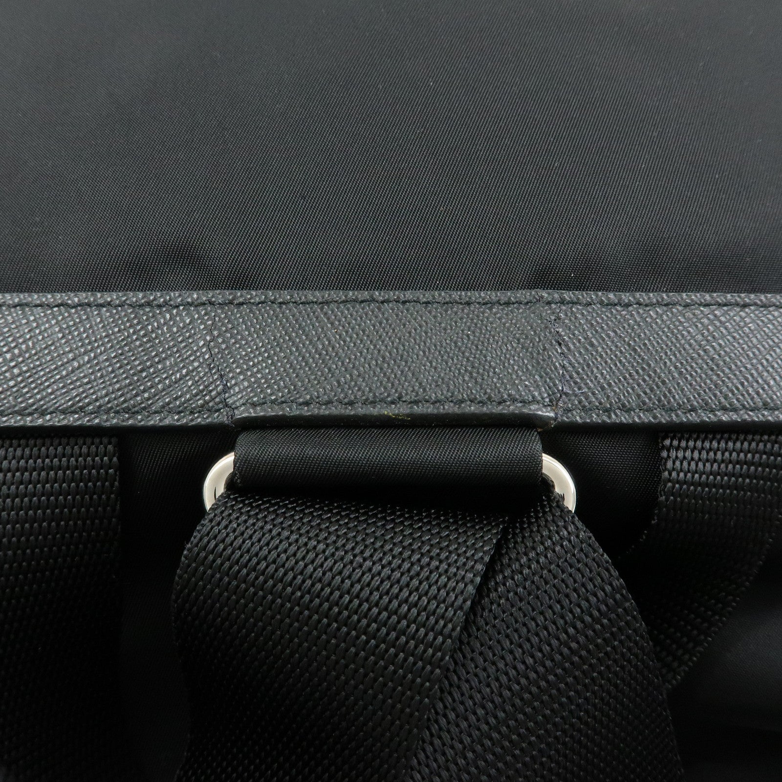 PRADA Triangle Logo Nylon Leather Backpack Rucksack Black 1BZ005