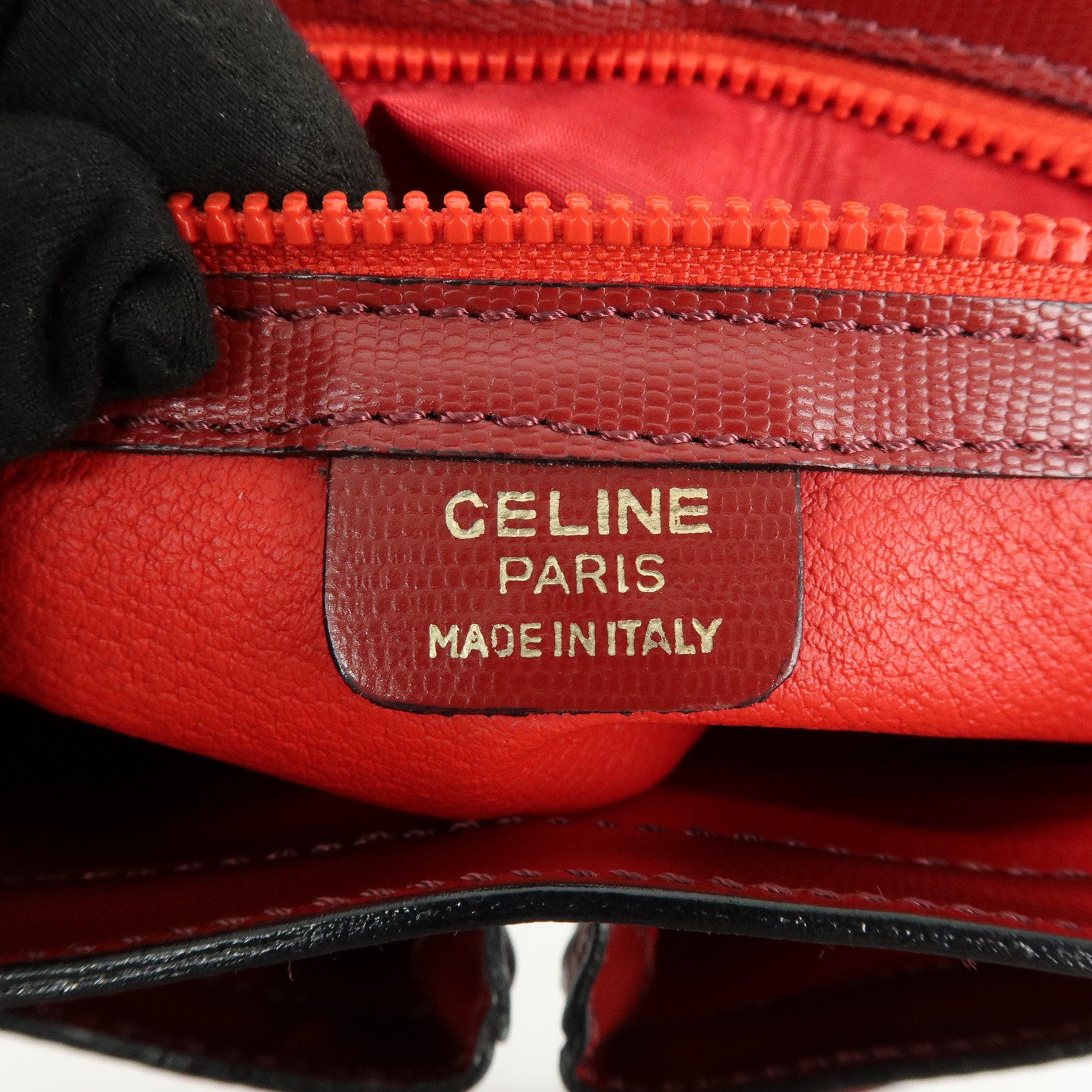 CELINE Leather 2WAY Bag Shoulder Bag Hand Bag Red