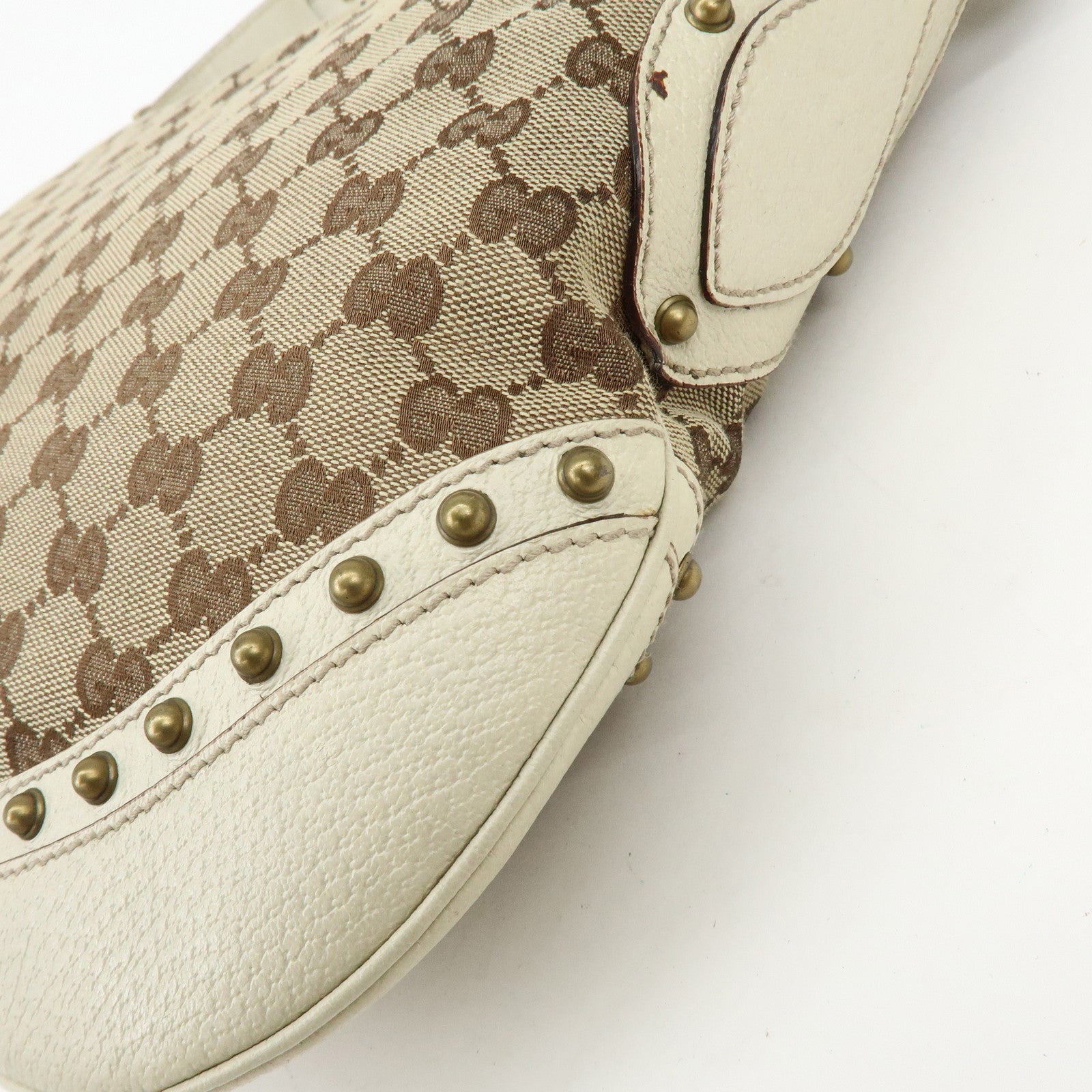 GUCCI Sherry GG Canvas Leather Shoulder Bag Beige Ivory 144011