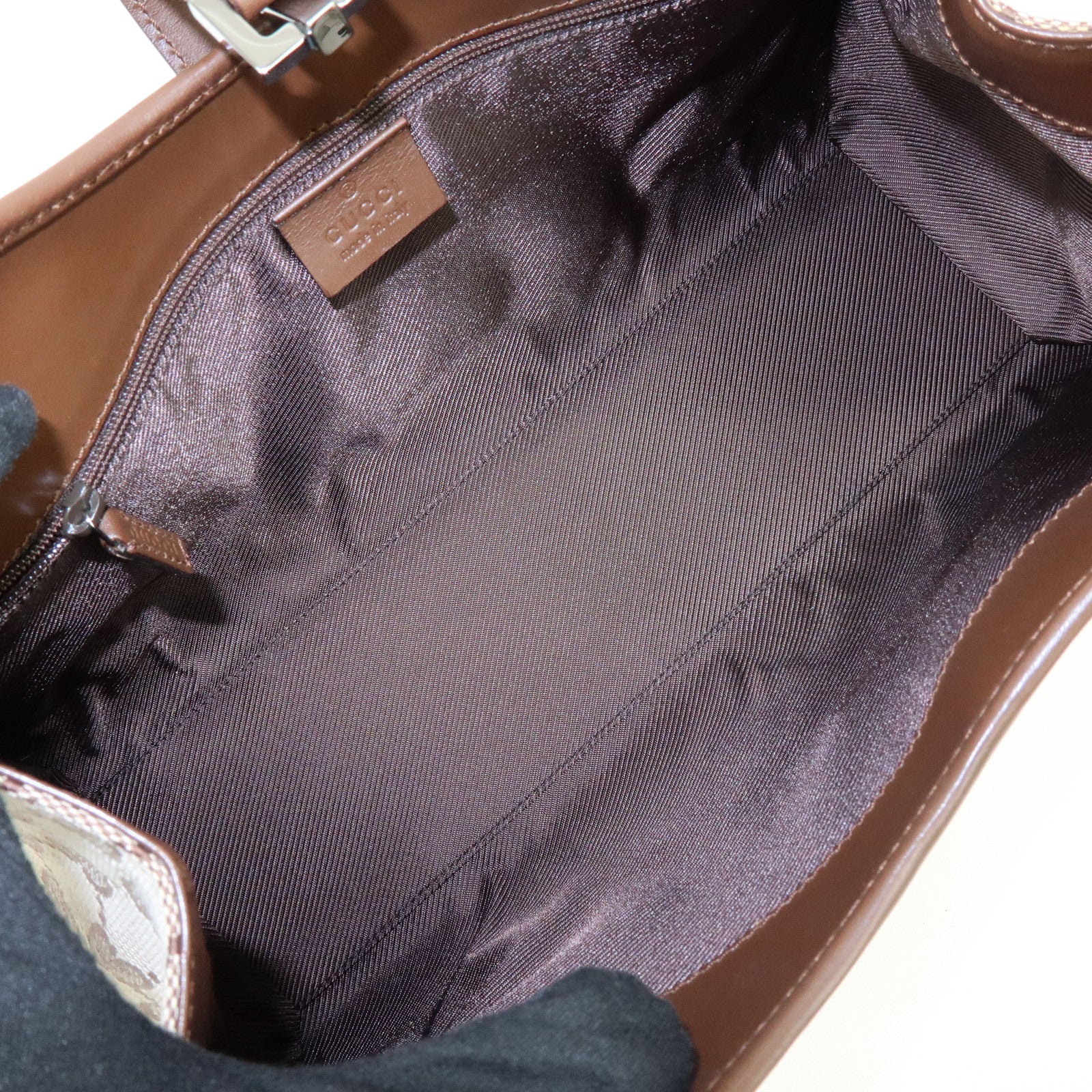 GUCCI Jackie GG Canvas Leather Shoulder Bag Hand Bag Brown 002.1067