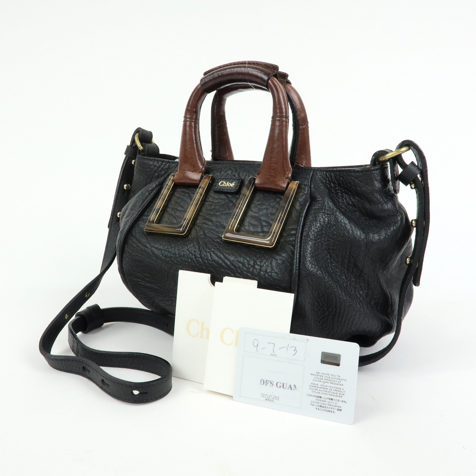 Chloe Etel Leather 2Way Bag Hand Bag Shoulder Bag Black