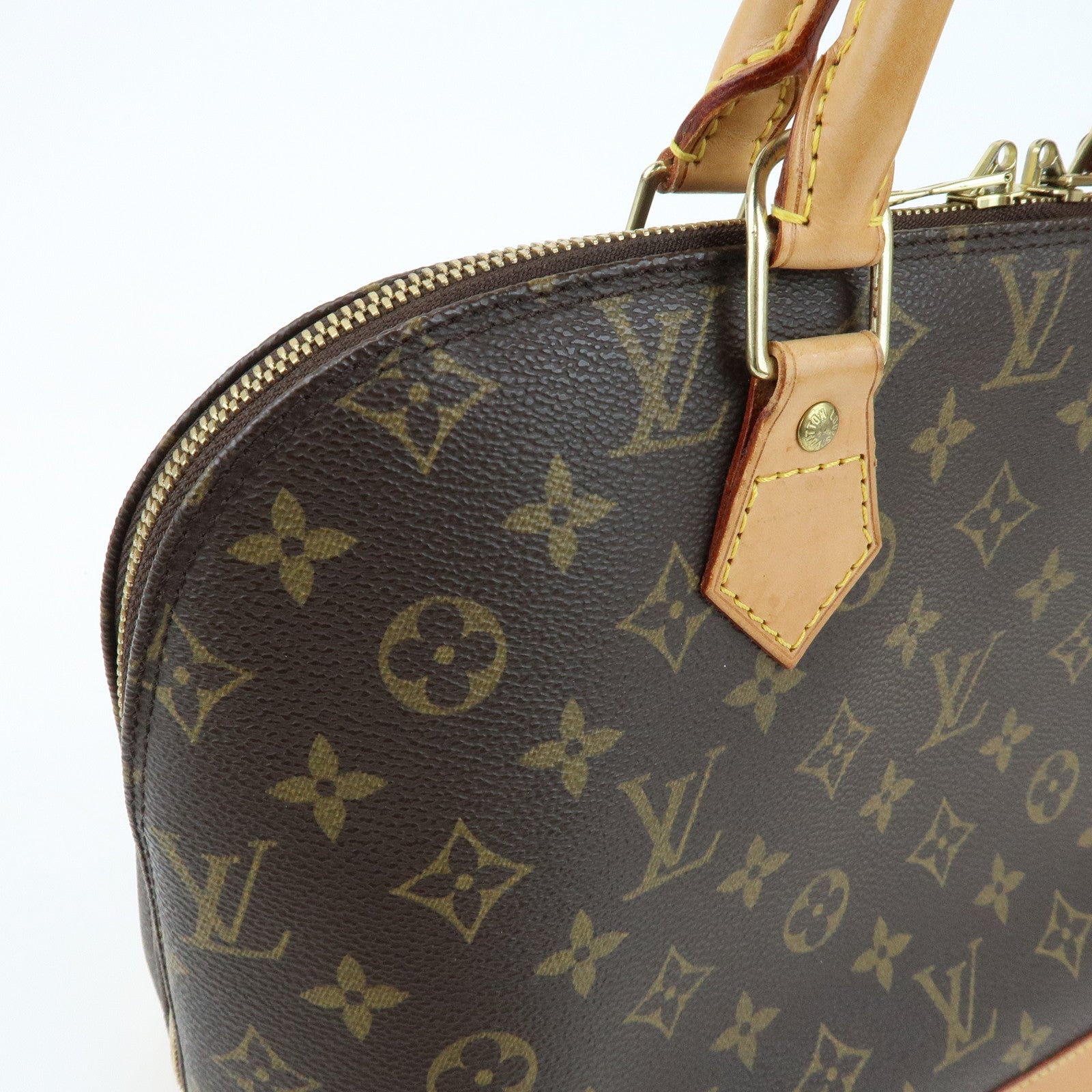 Louis Vuitton Monogram Alma Canvas Leather Hand Bag Brown M51130