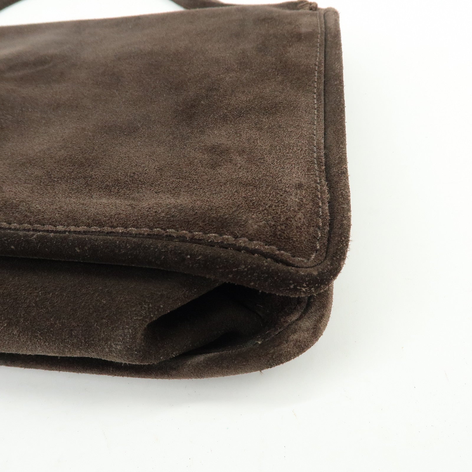 BOTTEGA VENETA Suede Shoulder Bag Tote Bag Dark Brown