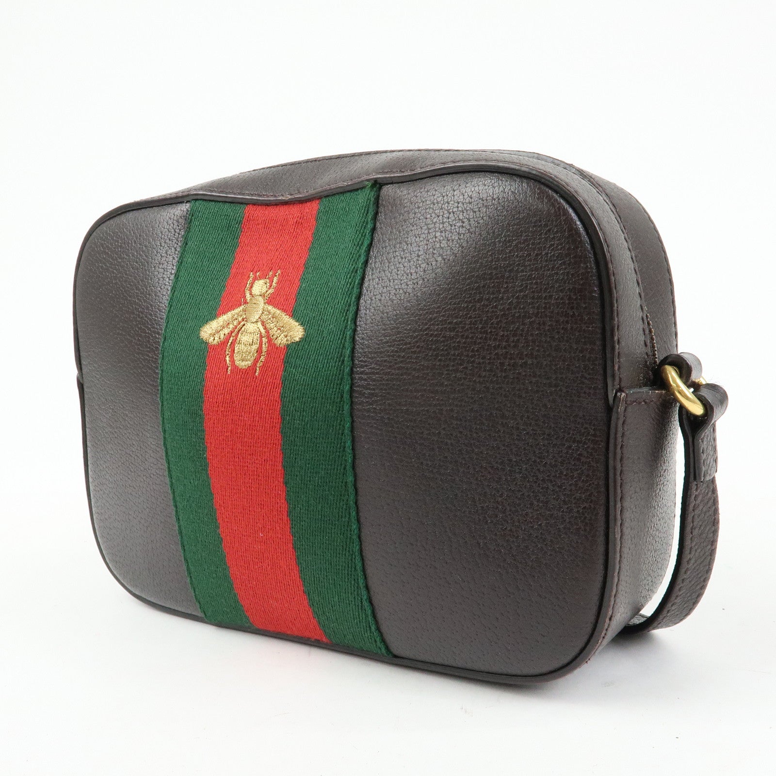 GUCCI Sherry Leather Shoulder Bag Crossbody Bag Brown 412008