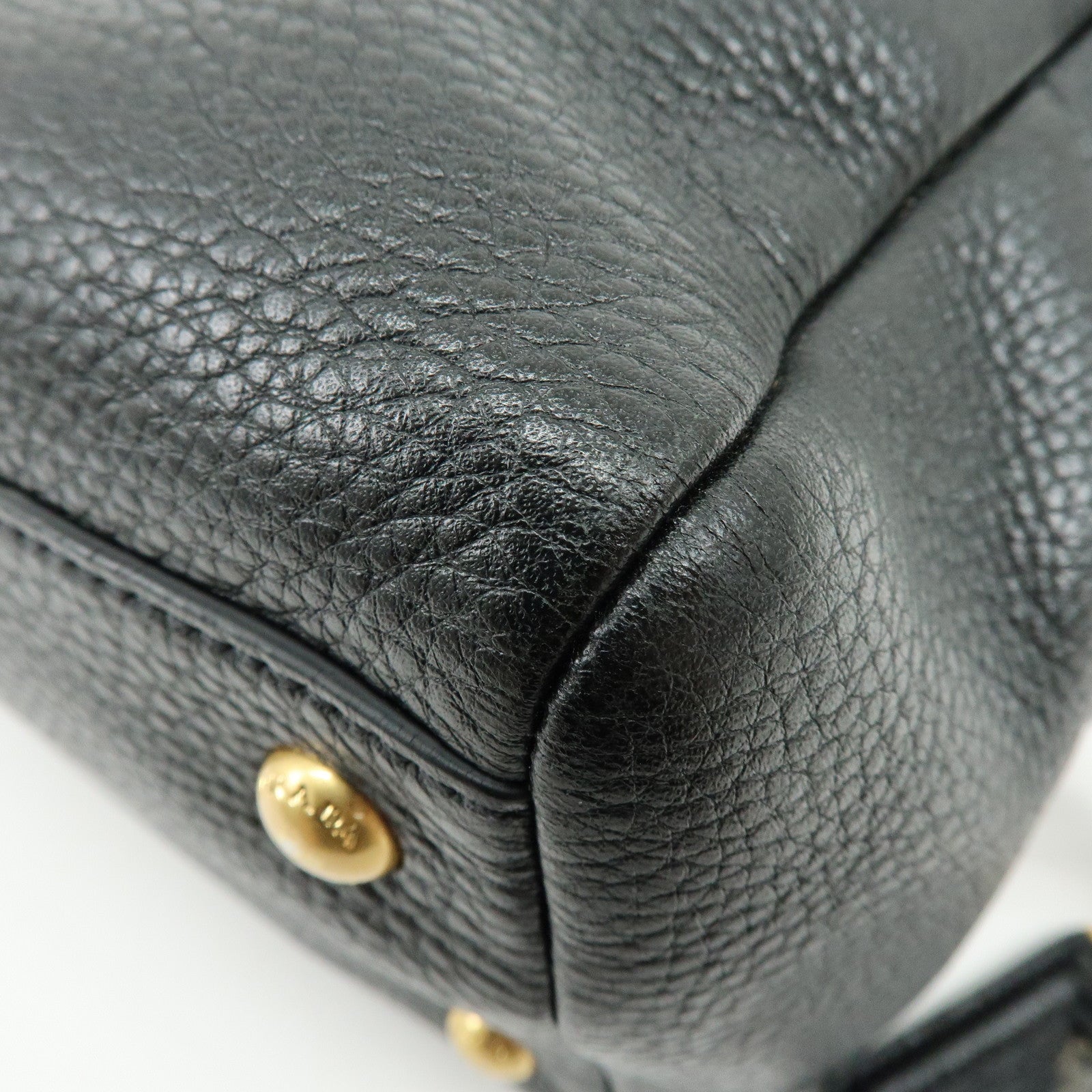 PRADA Vitello Daino Leather Shoulder Bag Hand Bag Black B3091M