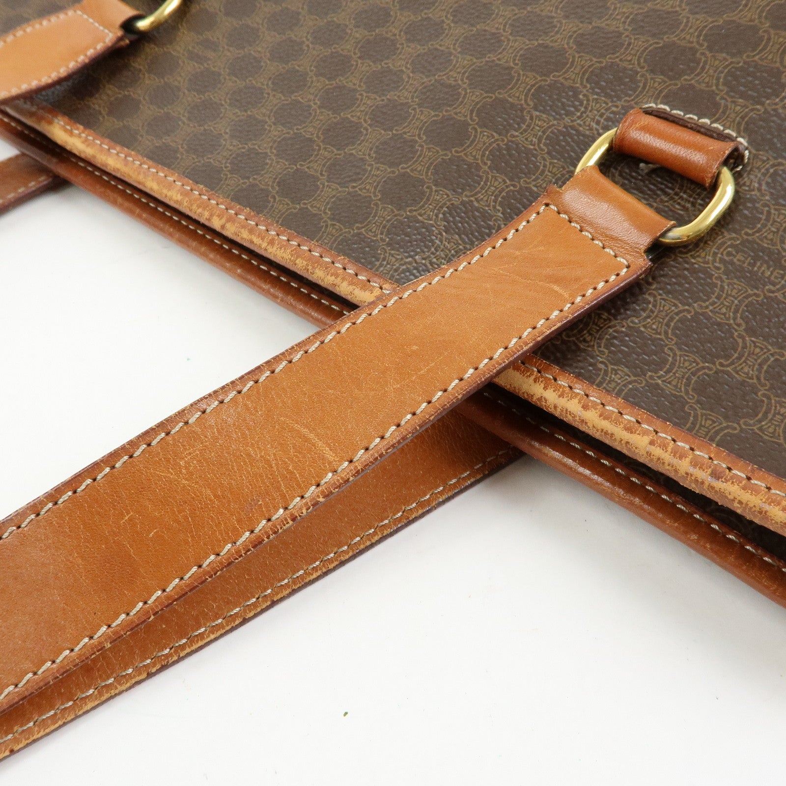 CELINE Macadam PVC Leather Tote Bag Shoulder Bag Brown
