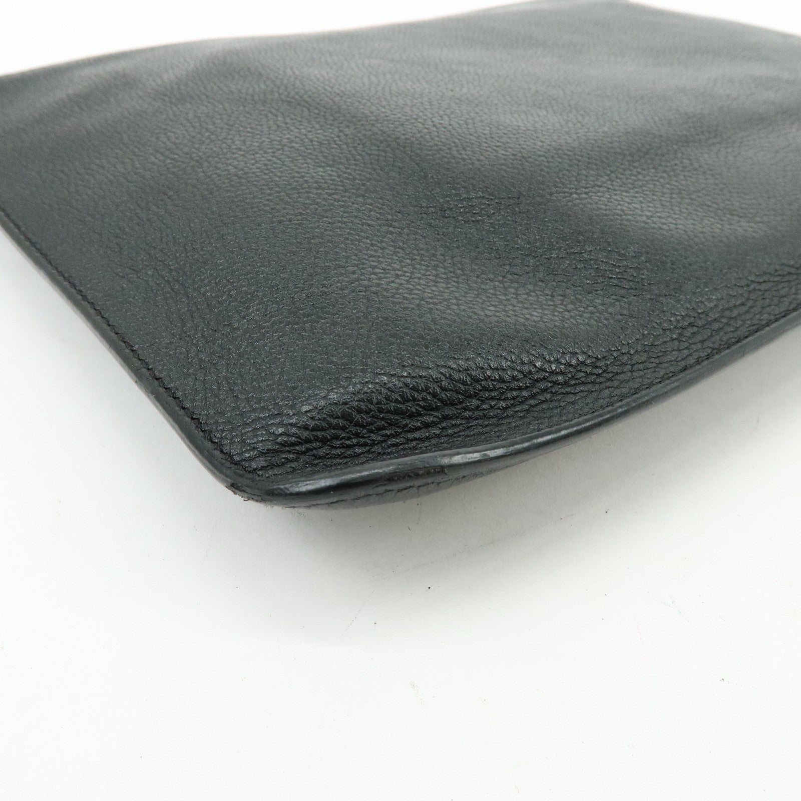 BALENCIAGA Leather Clutch Bag Flat Bag Black