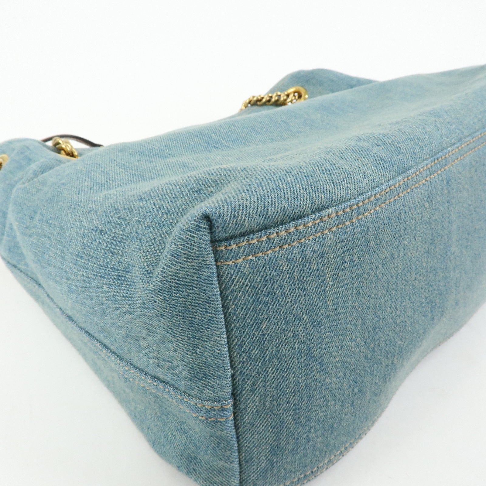 GUCCI SOHO Interlocking G Denim Leather Chain Shoulder Bag 308982