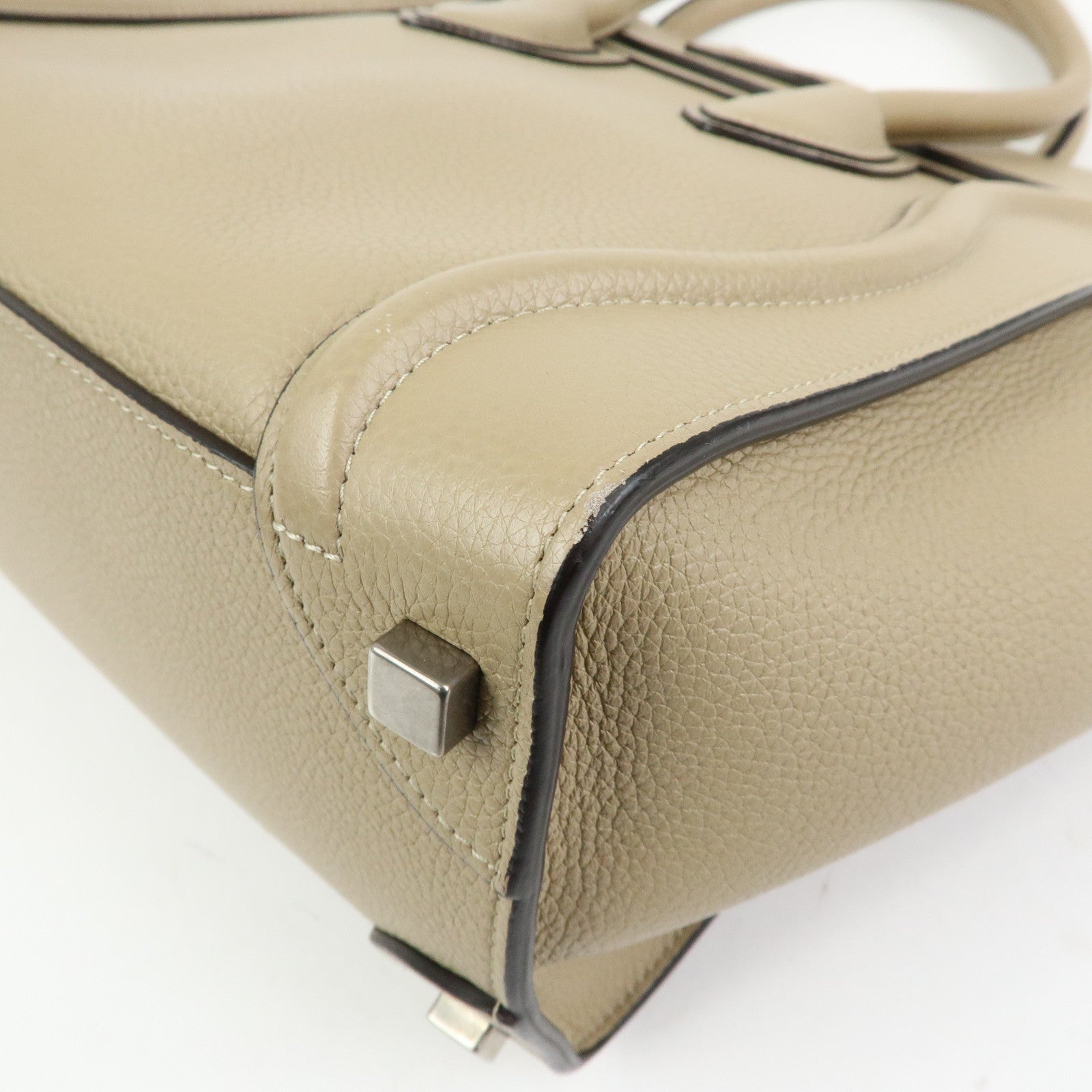 CELINE Luggage Calf Leather Tote Bag Hand Bag Beige