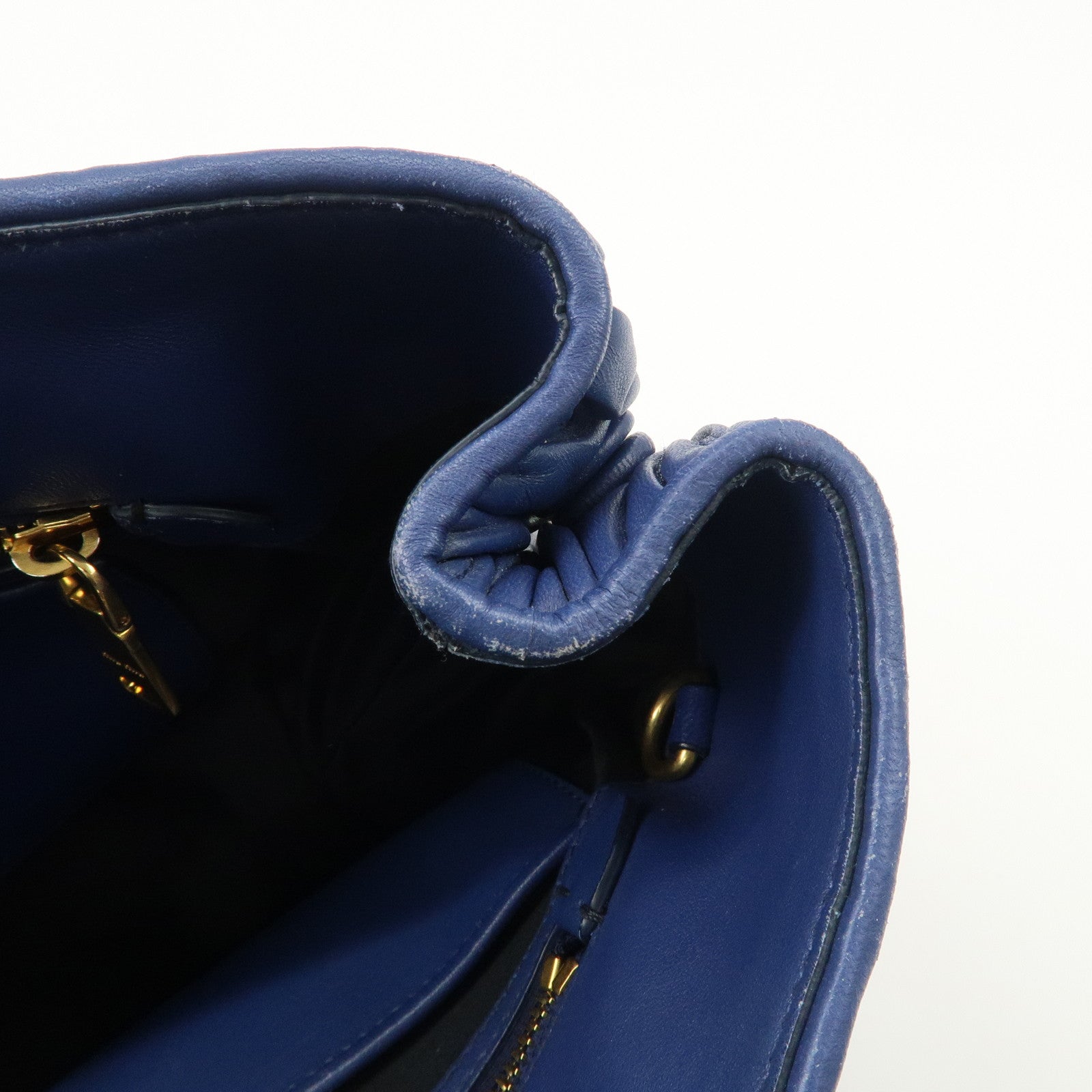 MIU MIU Matelasse Nappa Leather 2Way Bag Hand Bag Blue RN1047