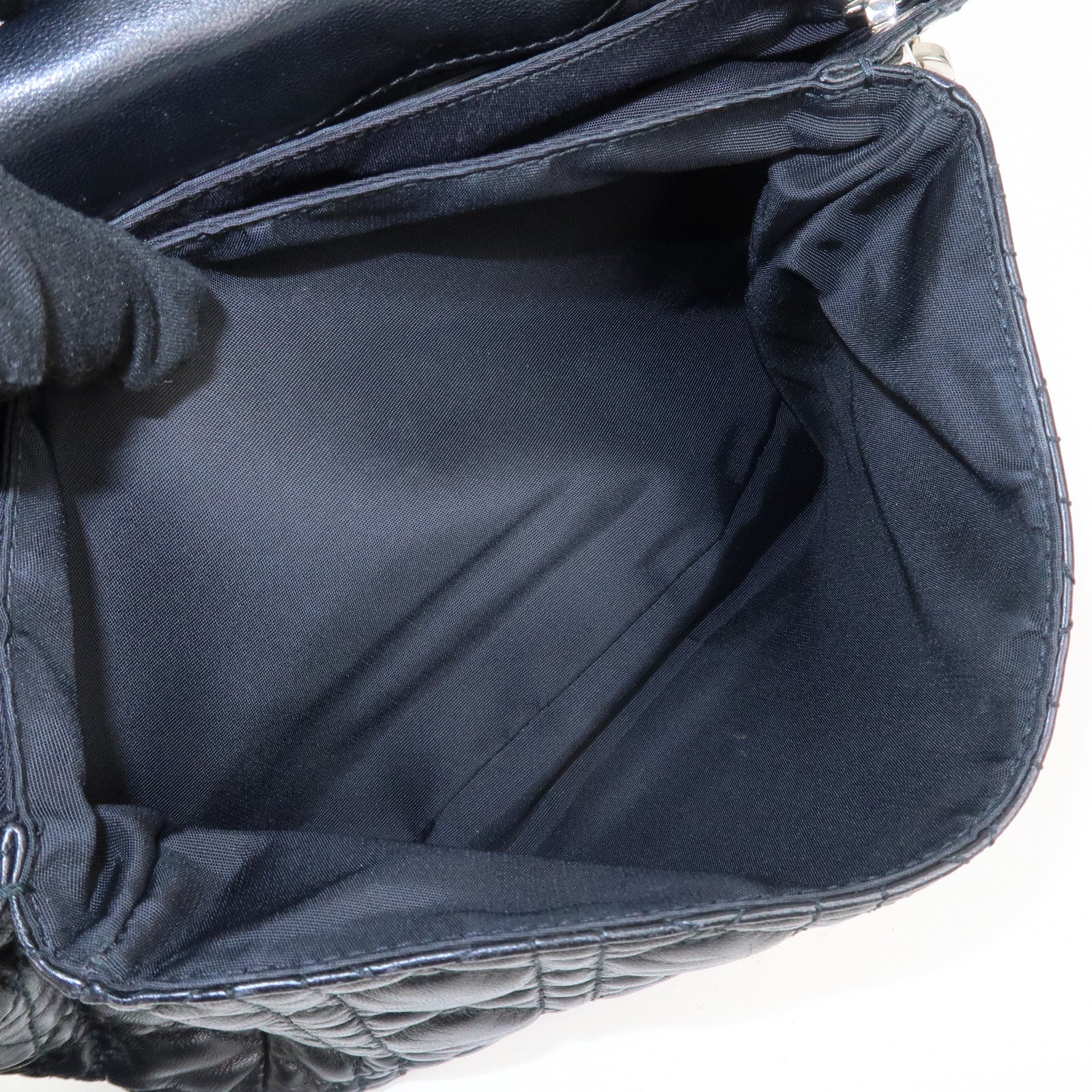 Christian Dior Cannage New Lock Leather Chain Shoulder Bag Black