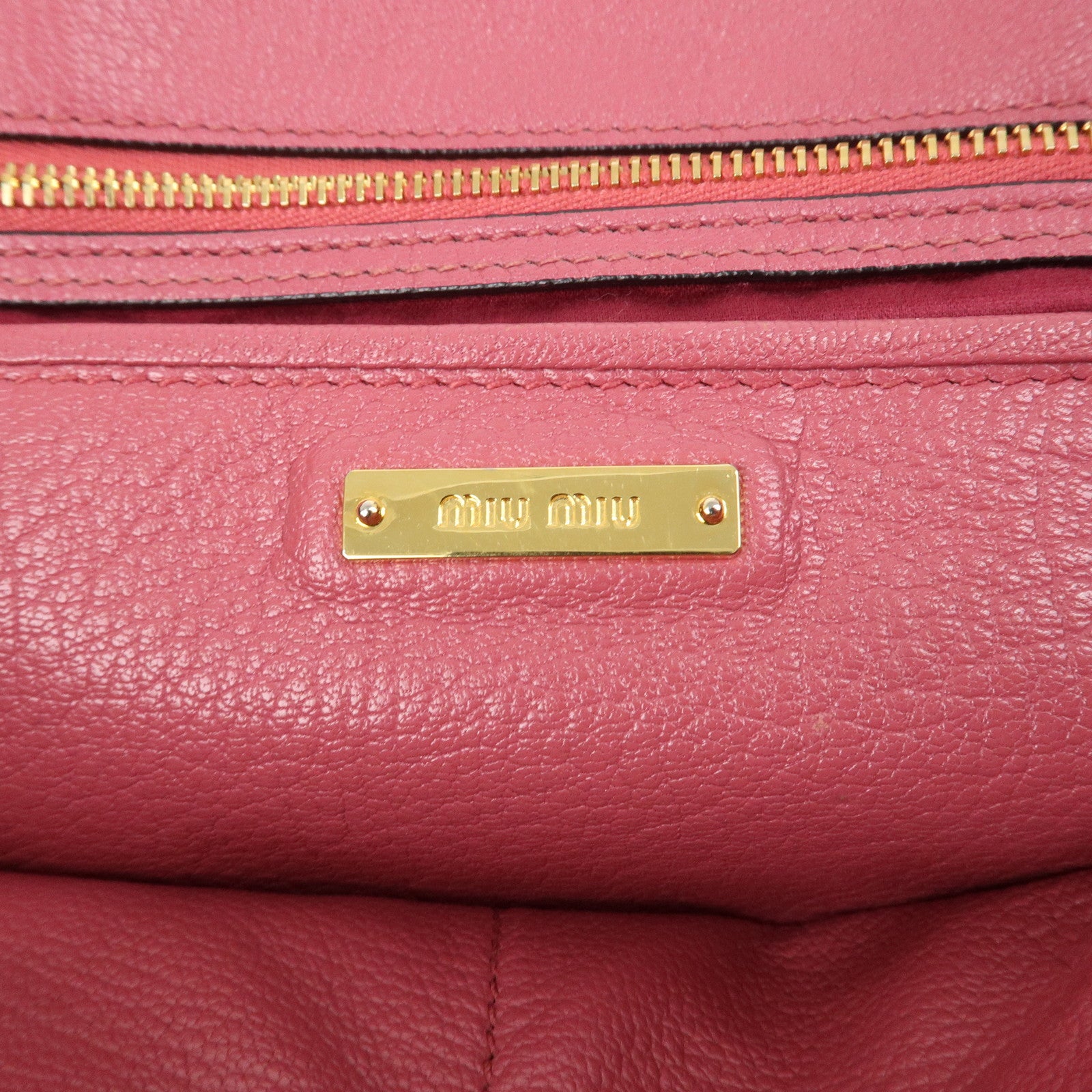 MIU MIU Logo Madras Leather 2WAY Bag Hand Bag Shoulder Bag RN1016