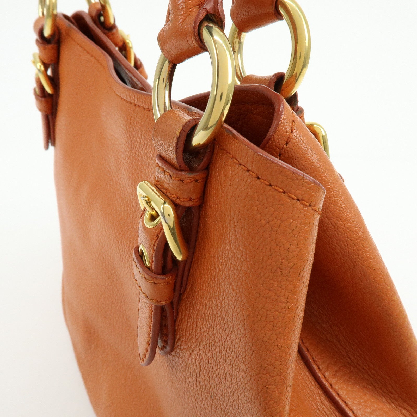 MIU MIU Madras Leather 2Way Shoulder Bag Hand Bag Orange RN0886